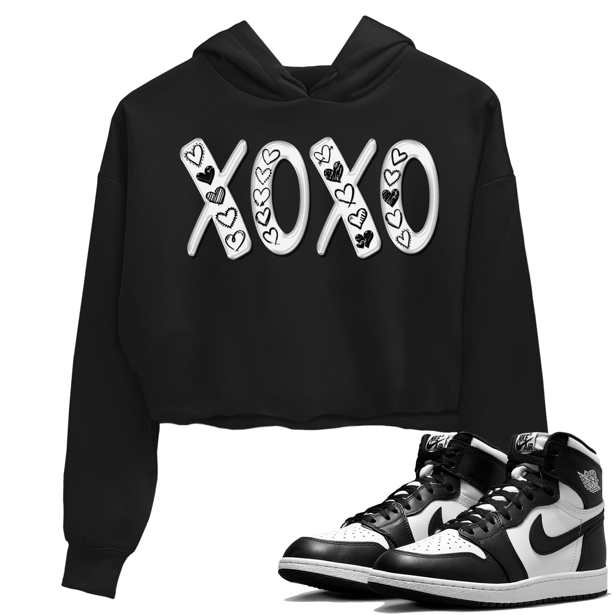 Air Jordan 1 Black White Shirt To Match Jordans XOXO Sneaker Tees Air Jordan 1 Black White Drip Gear Zone Sneaker Matching Clothing Women's Shirts