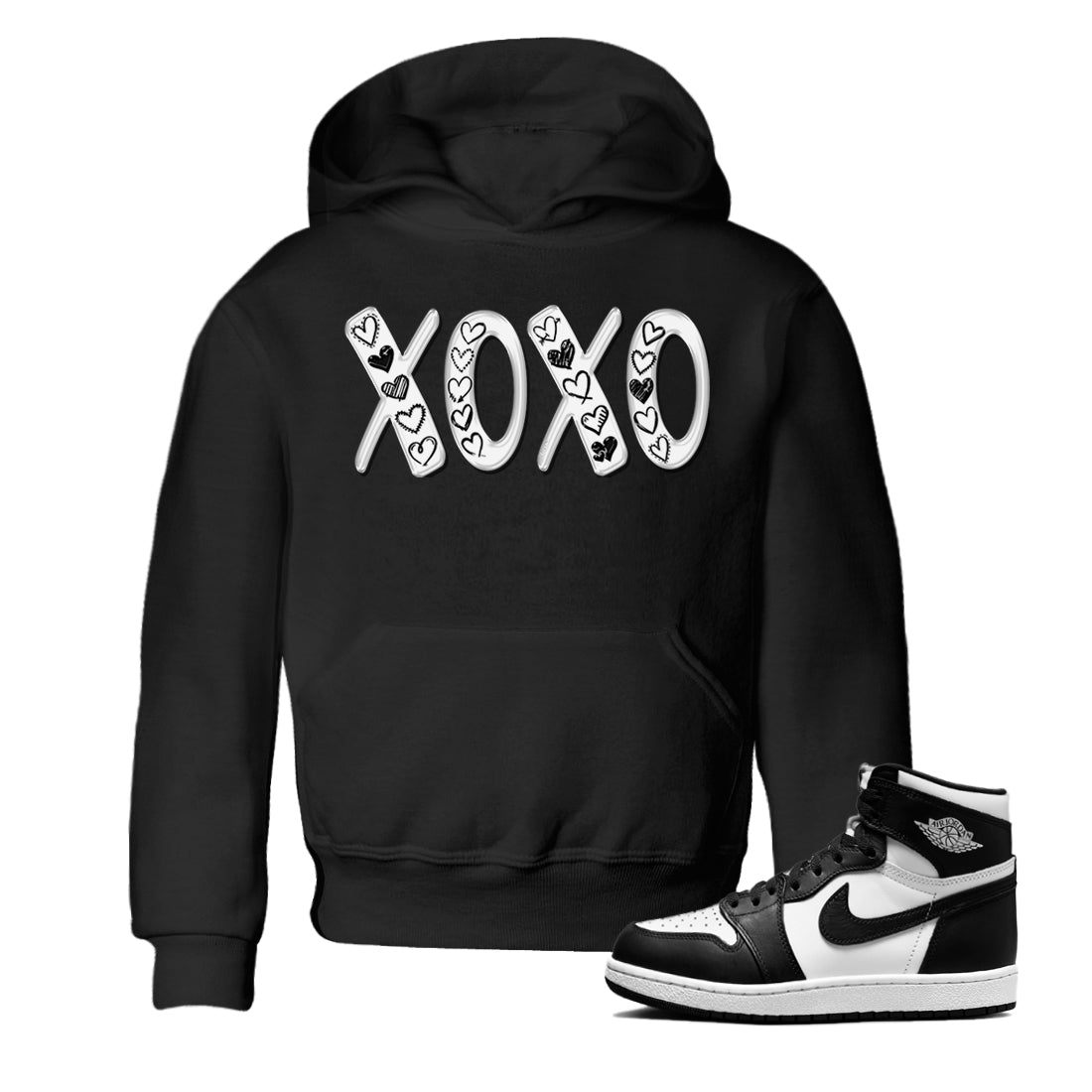 Air Jordan 1 Black White Shirt To Match Jordans XOXO Sneaker Tees Air Jordan 1 Black White Drip Gear Zone Sneaker Matching Clothing Kids Shirts