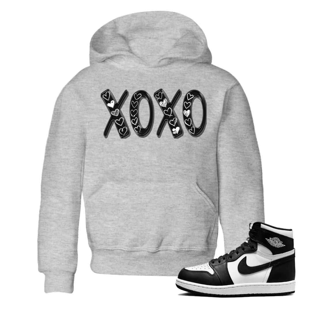 Air Jordan 1 Black White Shirt To Match Jordans XOXO Sneaker Tees Air Jordan 1 Black White Drip Gear Zone Sneaker Matching Clothing Kids Shirts
