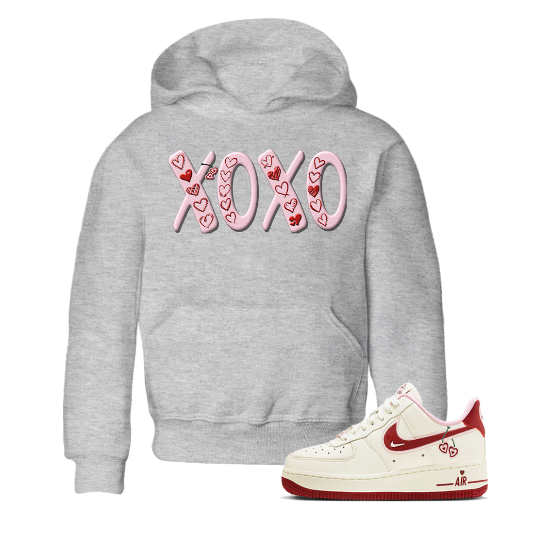 Air Force 1 Valentines Day Sneaker Match Tees XOXO Sneaker Tees Air Force 1 Valentines Day Jordan to match sneaker T-Shirt Kids Shirts