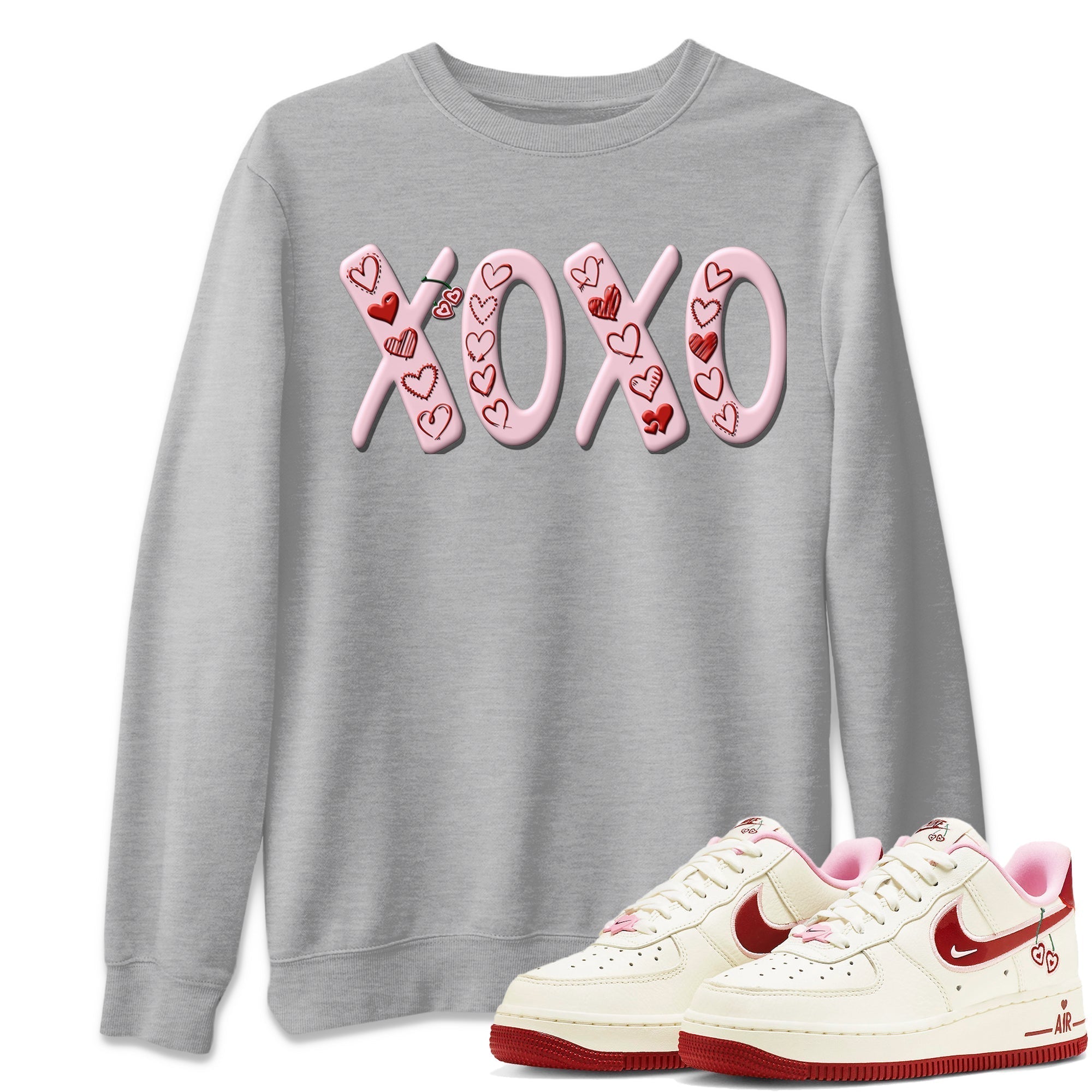 Air Force 1 Valentines Day Sneaker Match Tees XOXO Sneaker Tees Air Force 1 Valentines Day Jordan to match sneaker T-Shirt Crew Neck Shirts