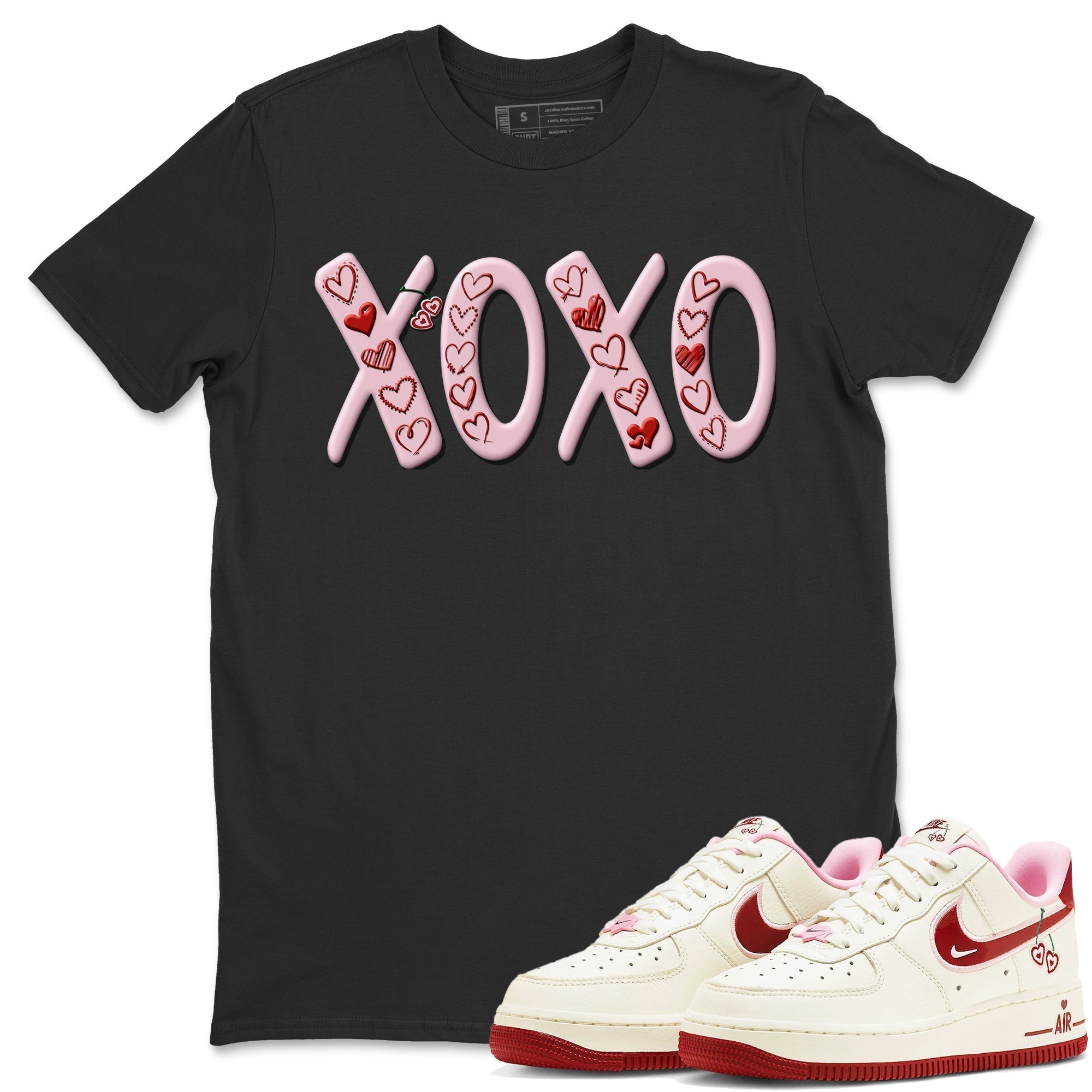 Air Force 1 Valentines Day Sneaker Match Tees XOXO Sneaker Tees Air Force 1 Valentines Day Jordan to match sneaker T-Shirt Crew Neck Shirts