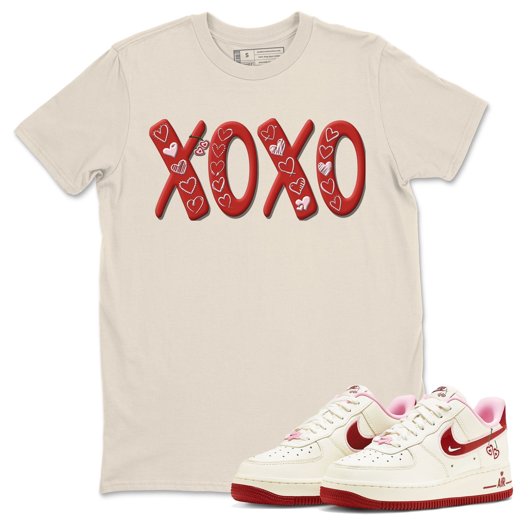 Air Force 1 Valentines Day Sneaker Match Tees XOXO Sneaker Tees Air Force 1 Valentines Day Jordan to match sneaker T-Shirt Crew Neck Shirts