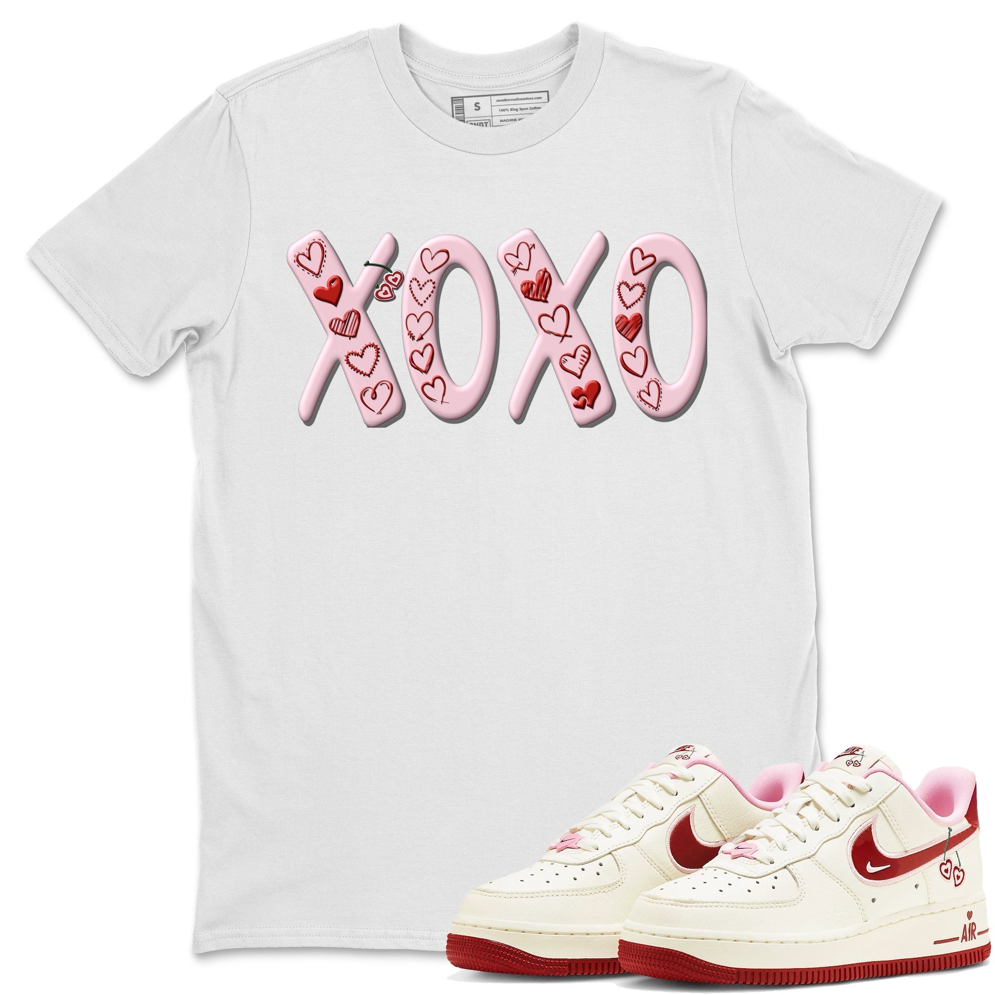 Air Force 1 Valentines Day Sneaker Match Tees XOXO Sneaker Tees Air Force 1 Valentines Day Jordan to match sneaker T-Shirt Crew Neck Shirts