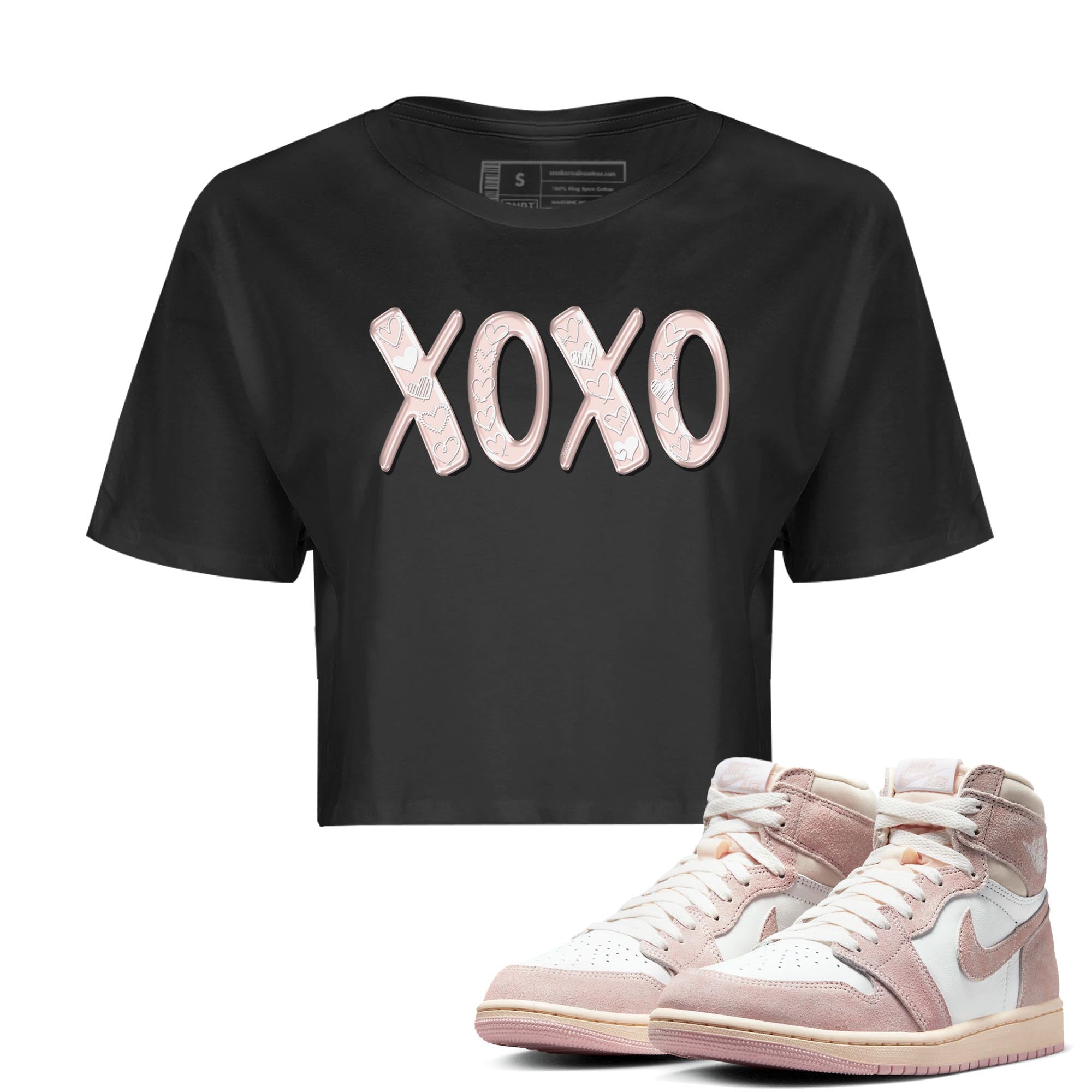 Air Jordan 1 washed pink XOXO WMNS Cotton Sneaker Hoodie Air Jordan 1 washed pink Sneaker Crop Hoodie Size Chart