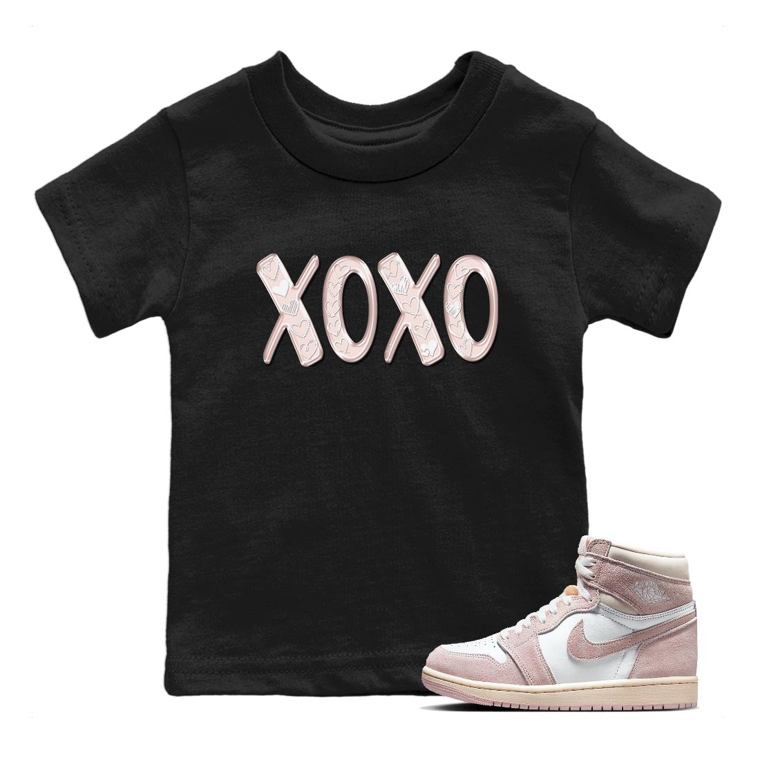 Air Jordan 1 washed pink Sneaker Match Tees XOXO Streetwear Sneaker Shirt AJ1 Washed Pink Sneaker Release Tees Kids Shirts Black 1
