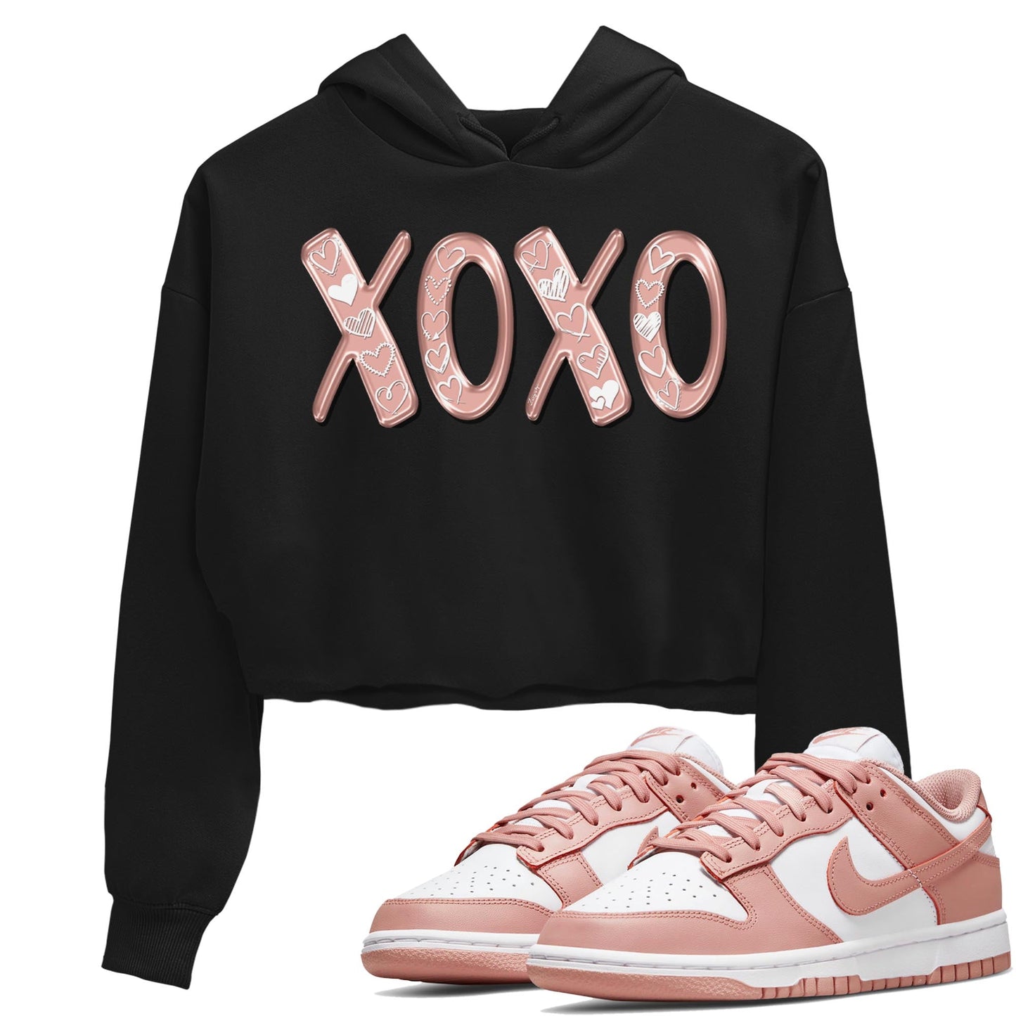 Nike Dunks Low Rose Whisper shirt to match jordans XOXO Streetwear Sneaker Shirt Nike Dunk Rose Whisper Drip Gear Zone Sneaker Matching Clothing Black 1 Crop T-Shirt