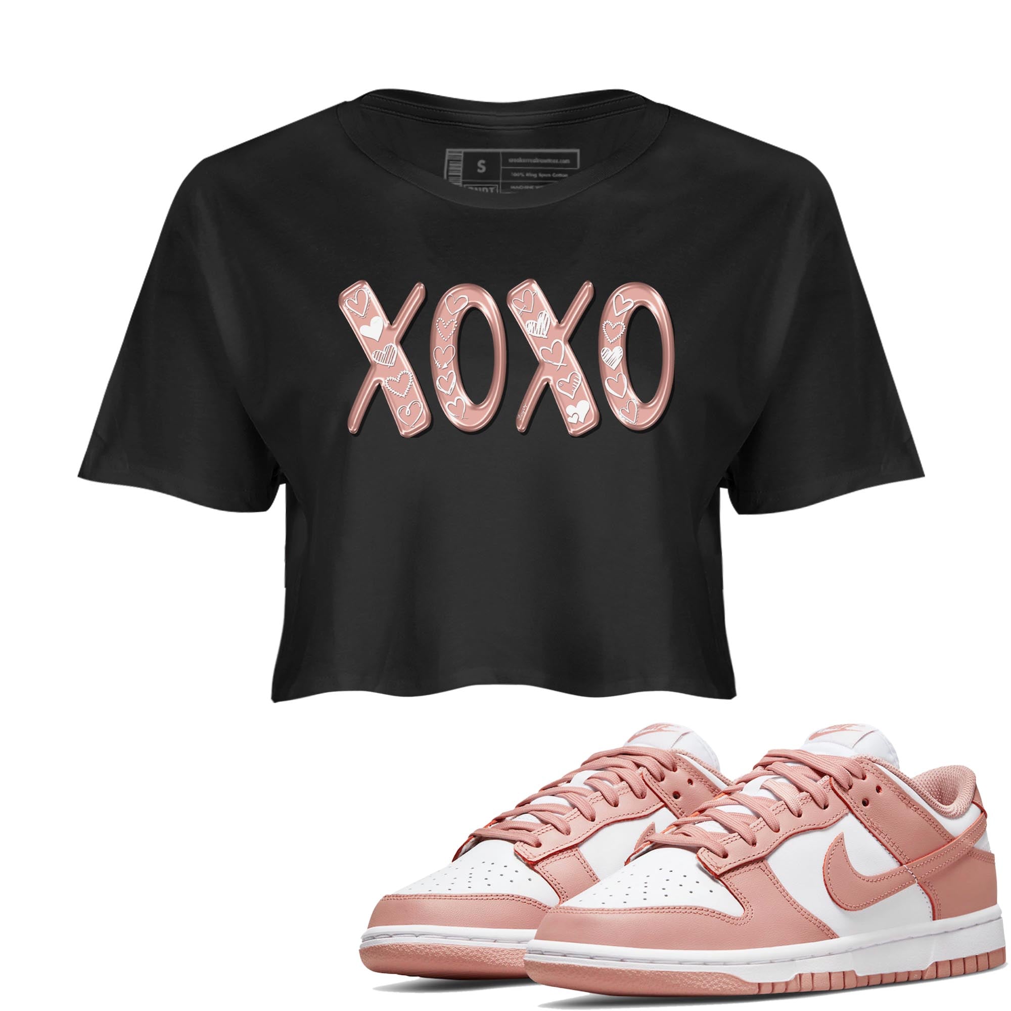 Nike Dunks Low Rose Whisper shirt to match jordans XOXO Streetwear Sneaker Shirt Nike Dunk Rose Whisper Drip Gear Zone Sneaker Matching Clothing Black 1 Crop T-Shirt