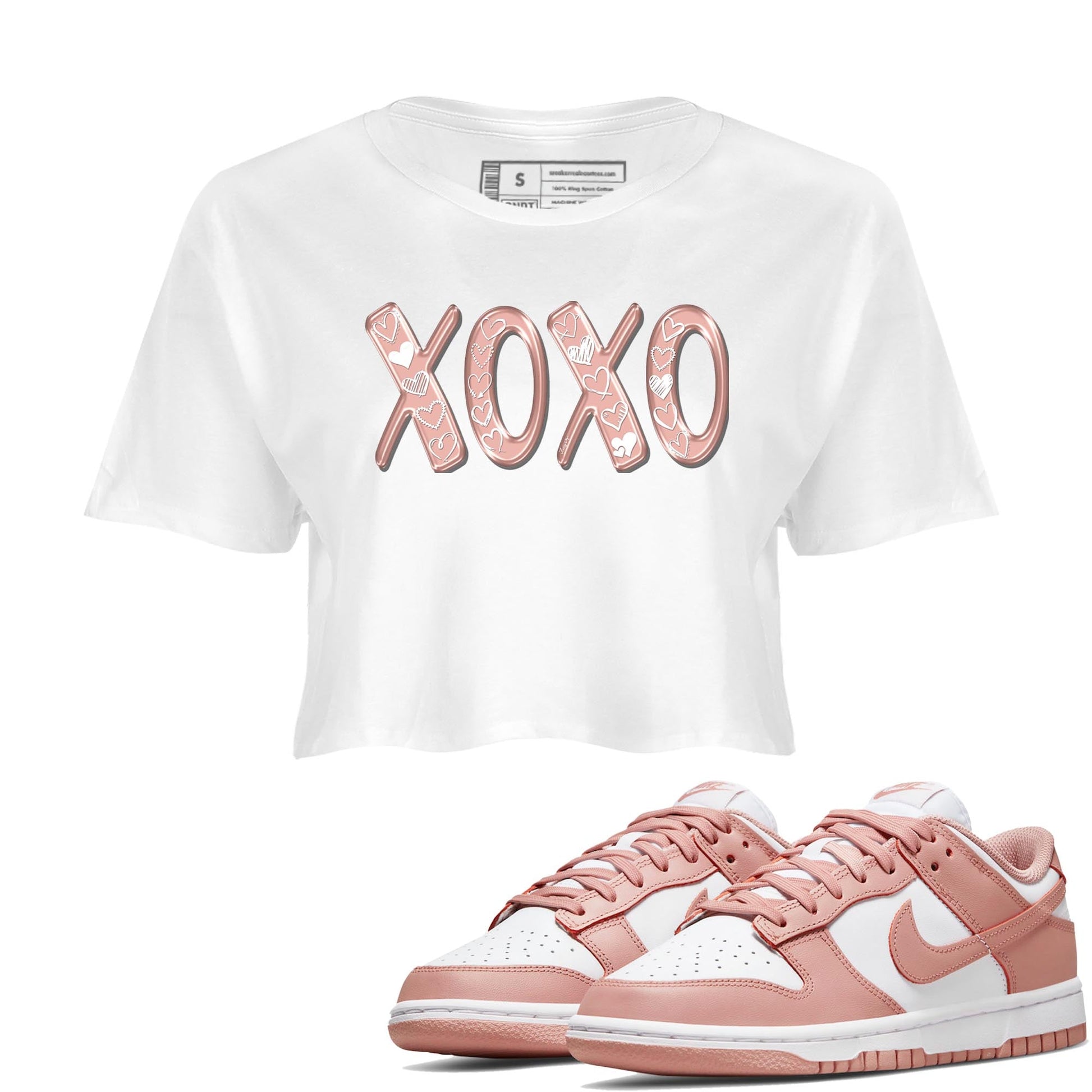 Nike Dunks Low Rose Whisper shirt to match jordans XOXO Streetwear Sneaker Shirt Nike Dunk Rose Whisper Drip Gear Zone Sneaker Matching Clothing White 1 Crop T-Shirt