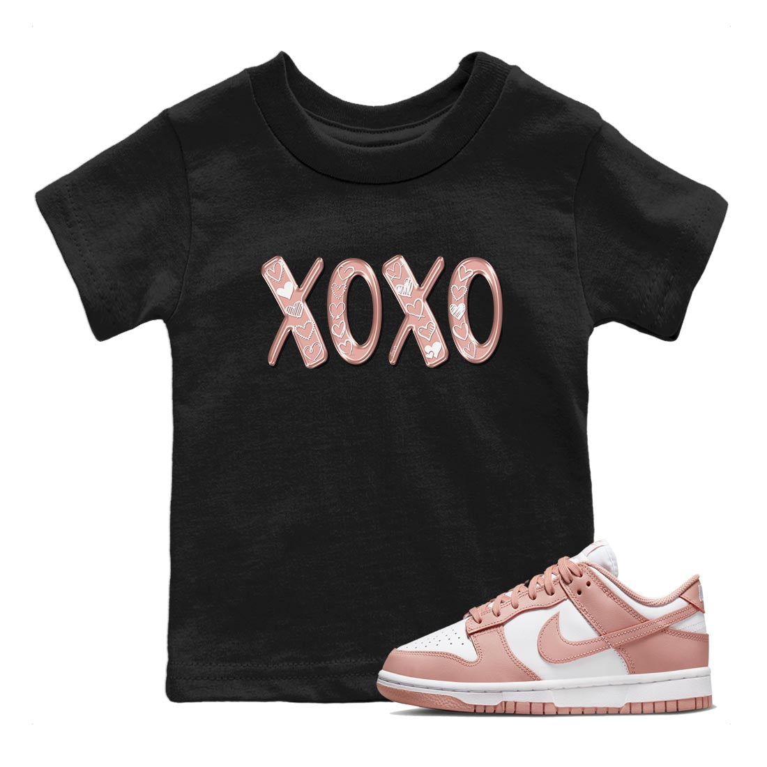Nike Dunks Low Rose Whisper shirt to match jordans XOXO Streetwear Sneaker Shirt Nike Dunk Rose Whisper Drip Gear Zone Sneaker Matching Clothing Baby Toddler Black 1 T-Shirt
