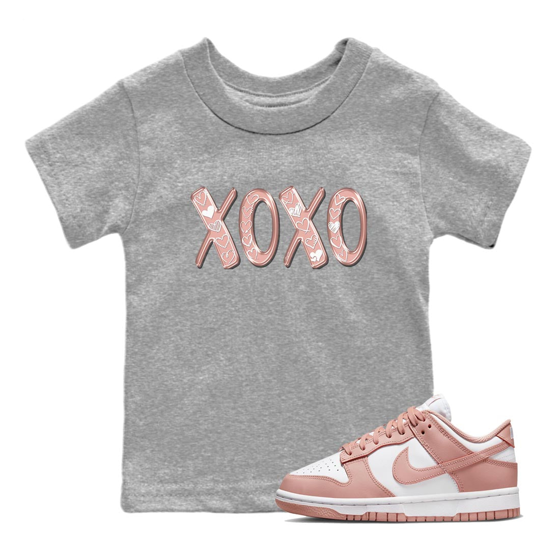 Nike Dunks Low Rose Whisper shirt to match jordans XOXO Streetwear Sneaker Shirt Nike Dunk Rose Whisper Drip Gear Zone Sneaker Matching Clothing Baby Toddler Heather Grey 1 T-Shirt