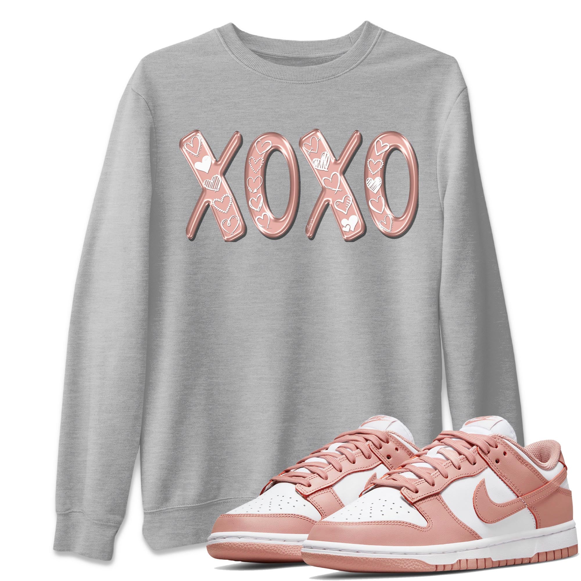 Nike Dunks Low Rose Whisper shirt to match jordans XOXO Streetwear Sneaker Shirt Nike Dunk Rose Whisper Drip Gear Zone Sneaker Matching Clothing Unisex Heather Grey 1 T-Shirt