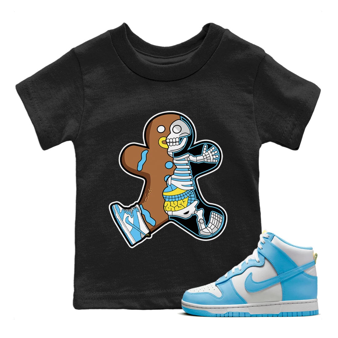 Dunk Blue Chill Sneaker Match Tees Xray Gingerbread Man Sneaker Tees Dunk Blue Chill Jordan to match sneaker T-Shirt Kids Shirts