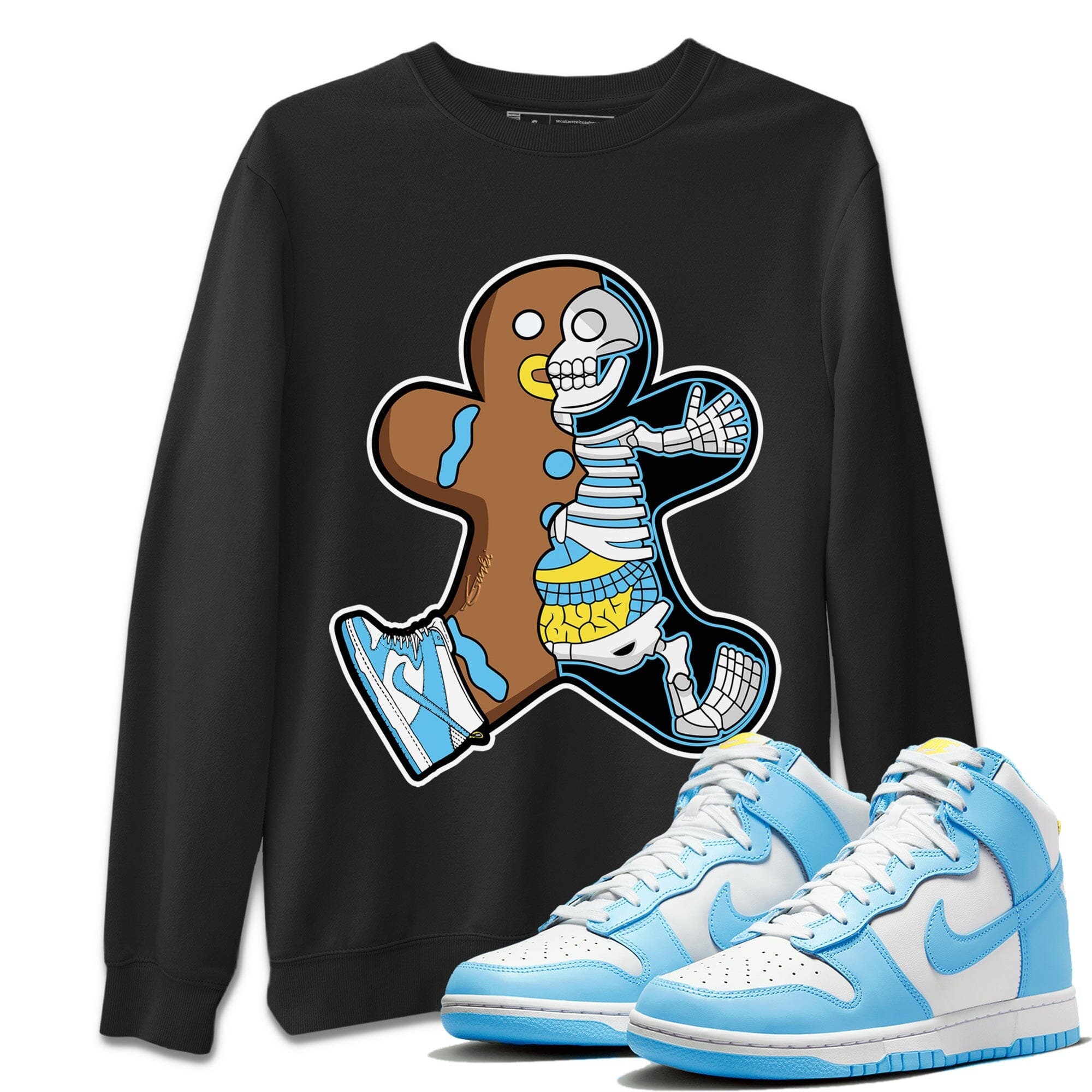 Dunk Blue Chill Sneaker Match Tees Xray Gingerbread Man Sneaker Tees Dunk Blue Chill Jordan to match sneaker T-Shirt Crew Neck Shirts