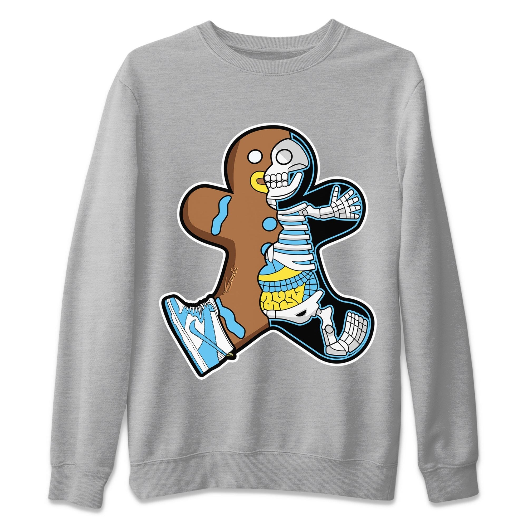 Dunk Blue Chill Sneaker Match Tees Xray Gingerbread Man Sneaker Tees Dunk Blue Chill Jordan to match sneaker T-Shirt Crew Neck Shirts