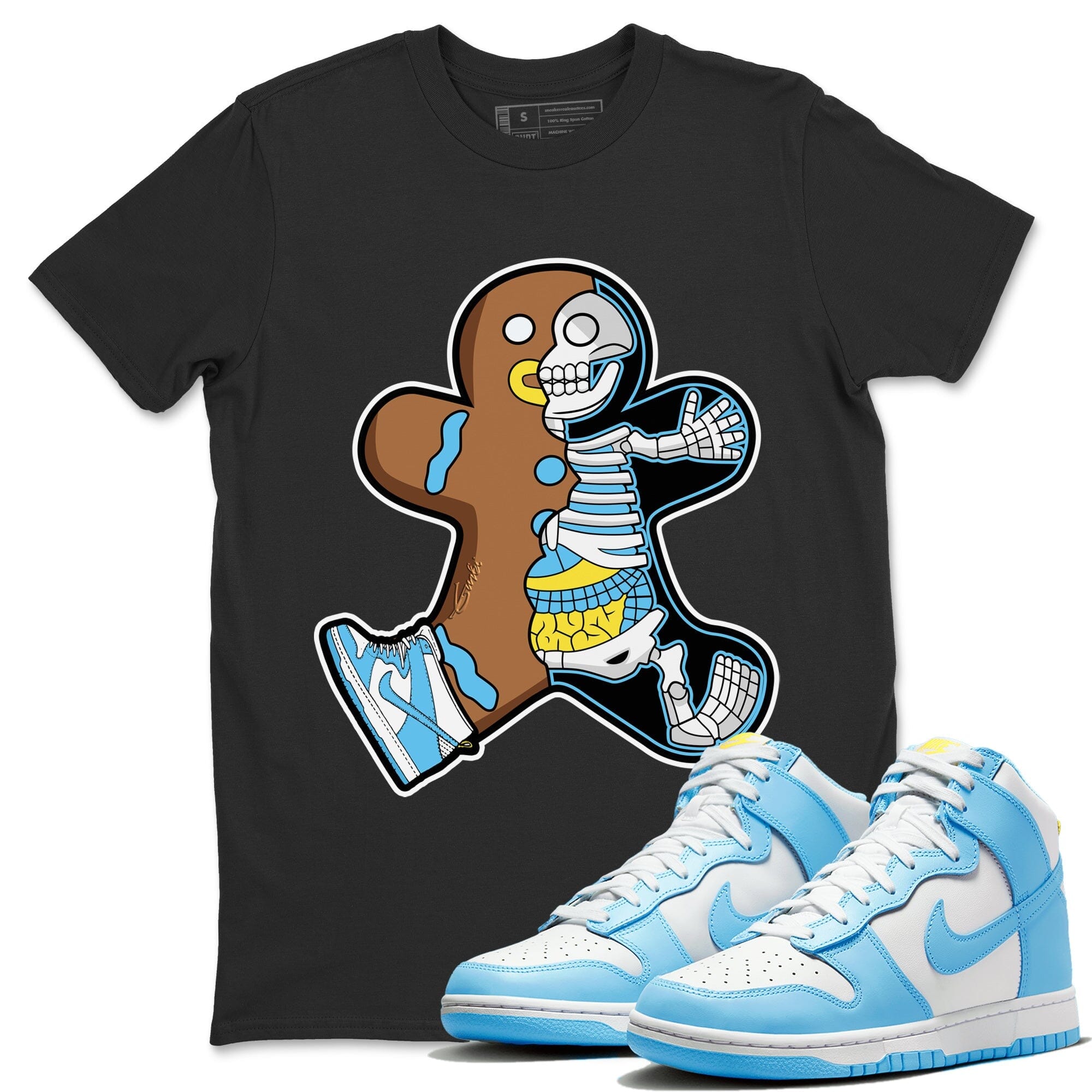 Dunk Blue Chill Sneaker Match Tees Xray Gingerbread Man Sneaker Tees Dunk Blue Chill Jordan to match sneaker T-Shirt Crew Neck Shirts