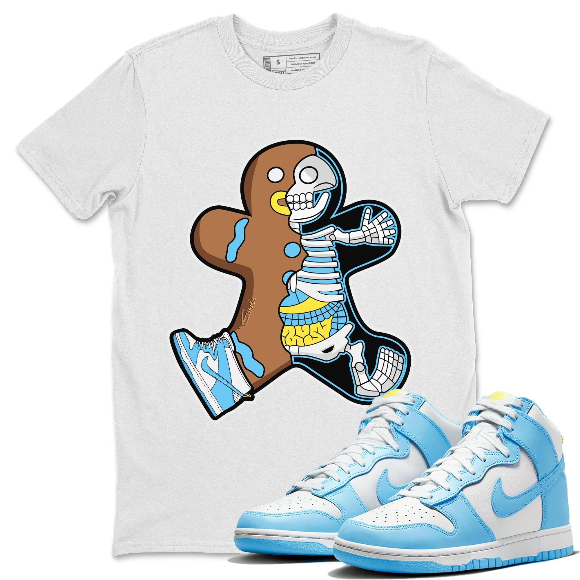 Dunk Blue Chill Sneaker Match Tees Xray Gingerbread Man Sneaker Tees Dunk Blue Chill Jordan to match sneaker T-Shirt Crew Neck Shirts