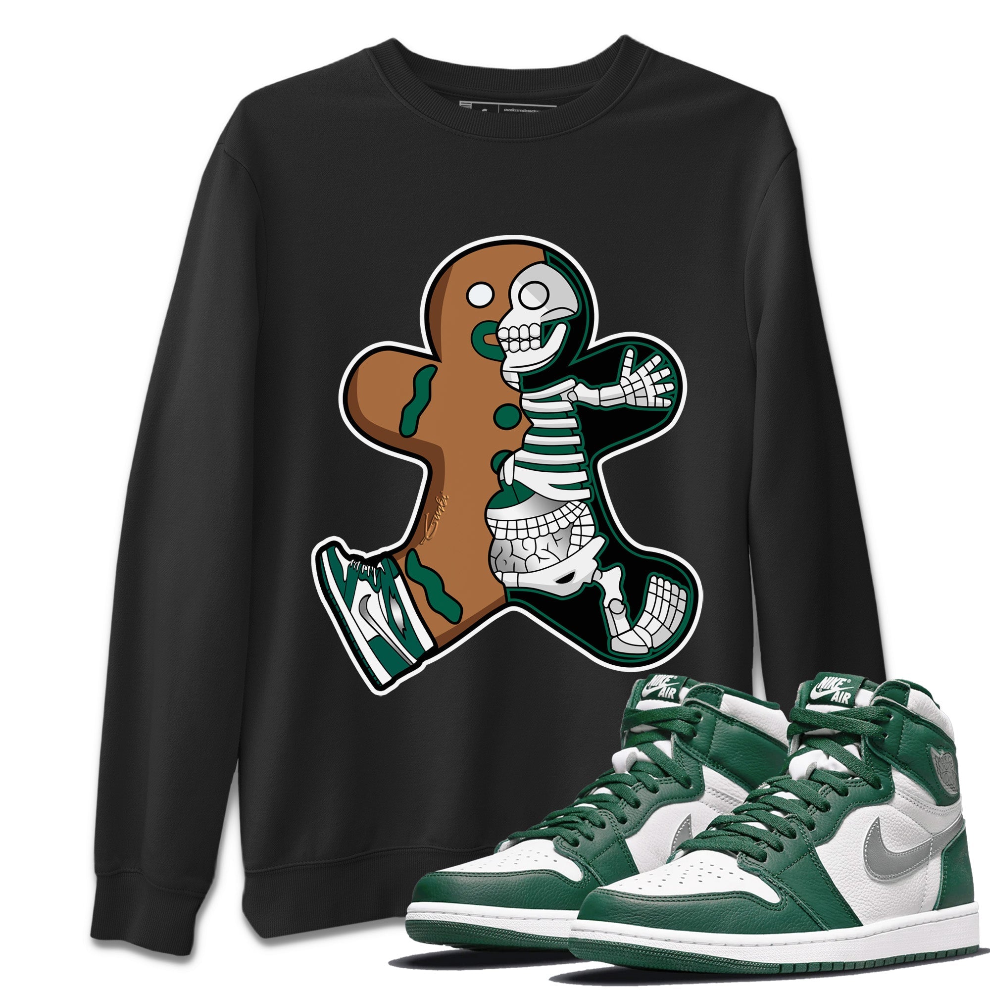 Jordan 1 Gorge Green Sneaker Matching T-Shirt Xray Gingerbread Man Sneaker Tees Jordan 1 Gorge Green Sneaker Release Tees Crew Neck Tees