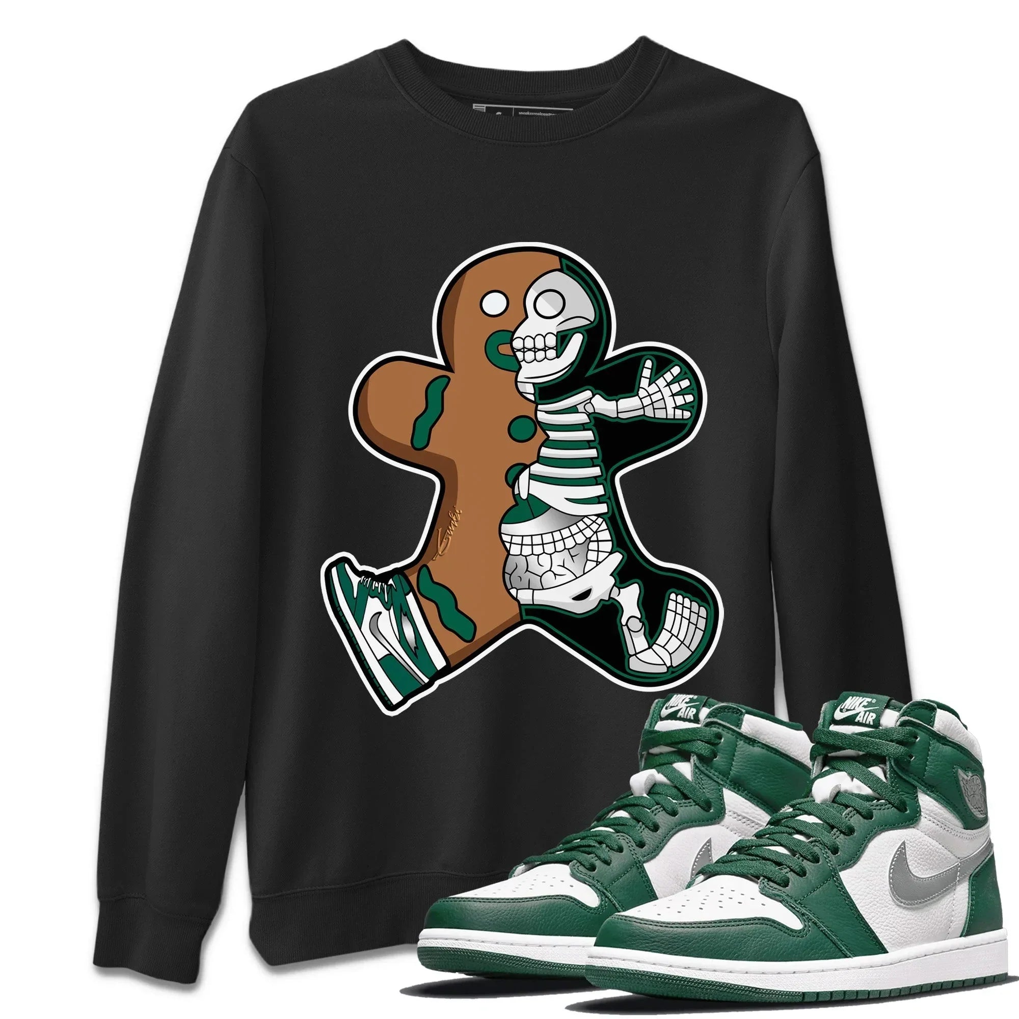 Jordan 1 Gorge Green Sneaker Matching T-Shirt Xray Gingerbread Man Sneaker Tees Jordan 1 Gorge Green Sneaker Release Tees Crew Neck Tees