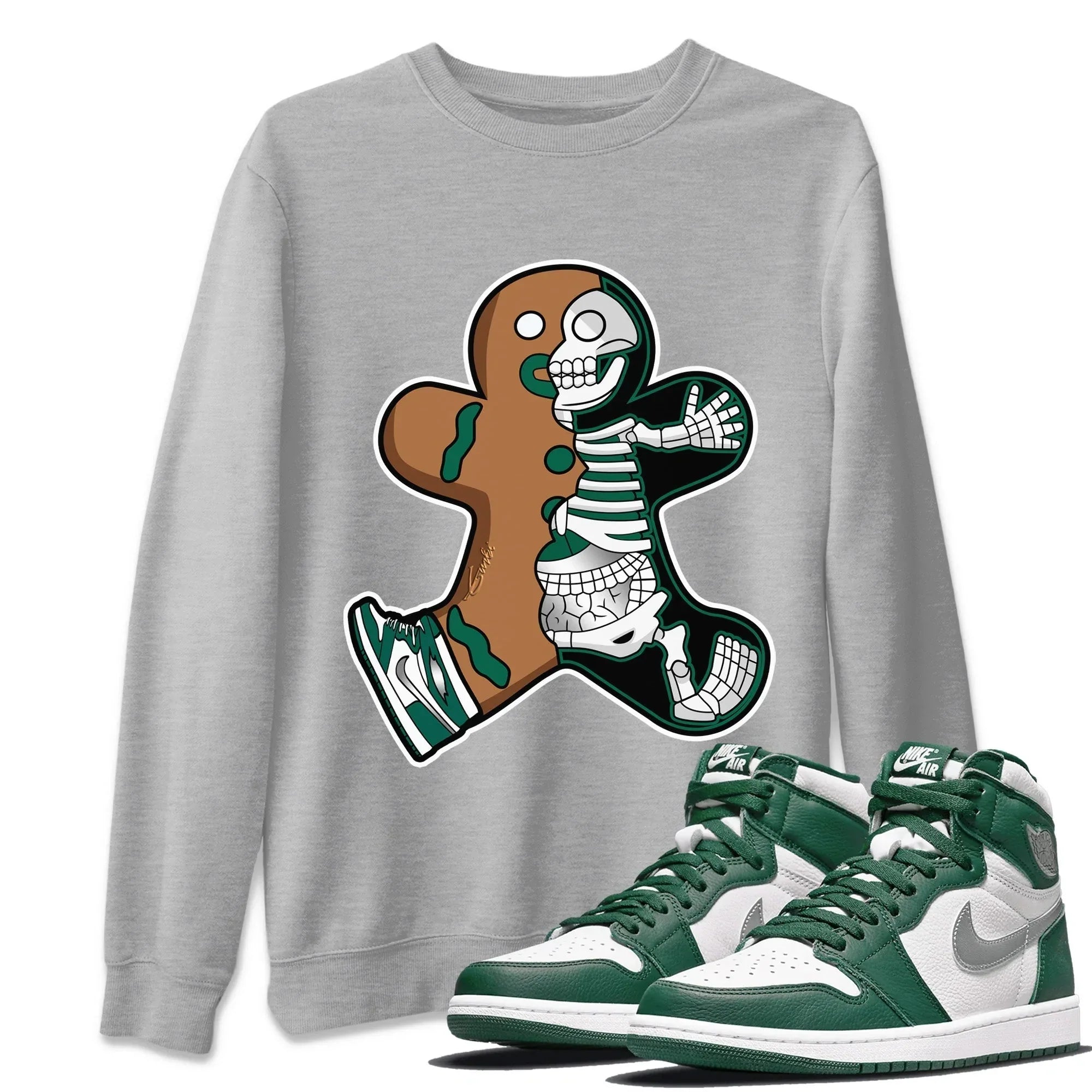 Jordan 1 Gorge Green Sneaker Matching T-Shirt Xray Gingerbread Man Sneaker Tees Jordan 1 Gorge Green Sneaker Release Tees Crew Neck Tees