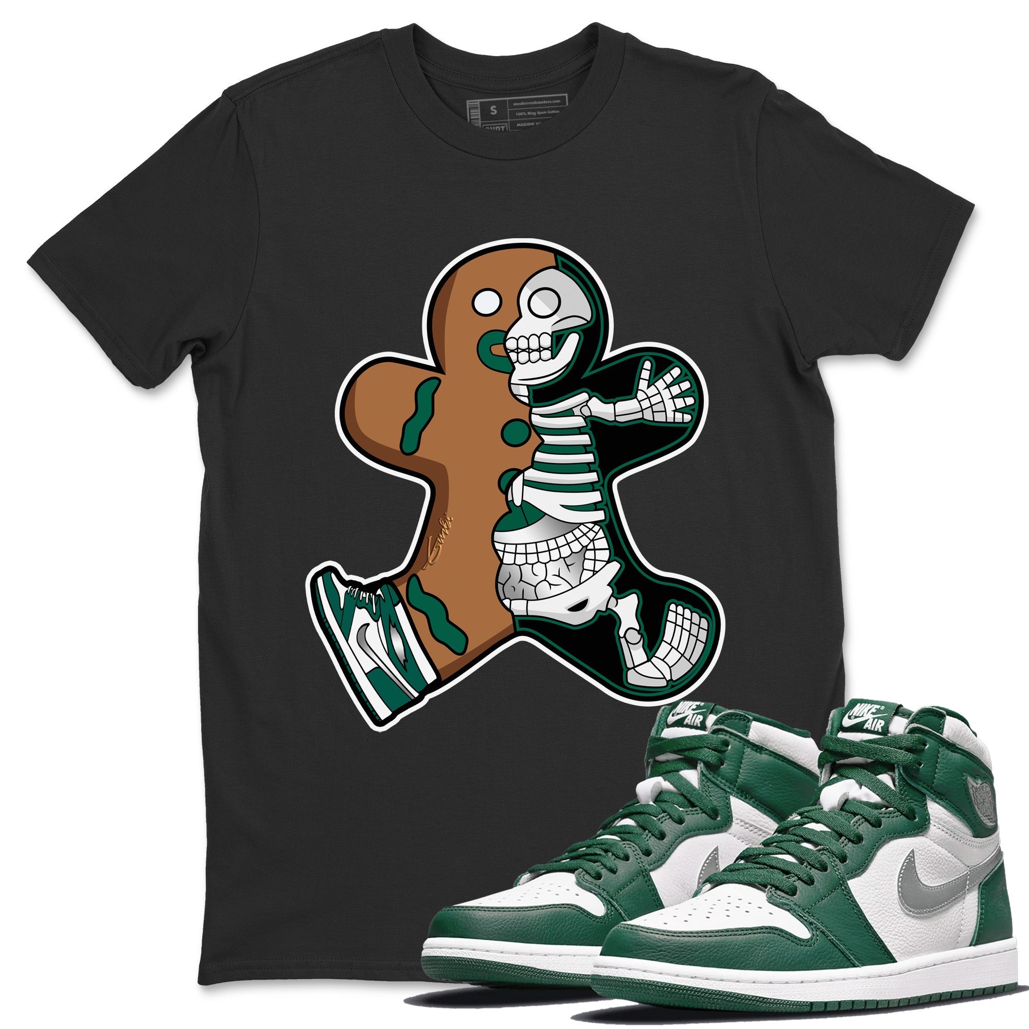 Jordan 1 Gorge Green Sneaker Matching T-Shirt Xray Gingerbread Man Sneaker Tees Jordan 1 Gorge Green Sneaker Release Tees Crew Neck Tees