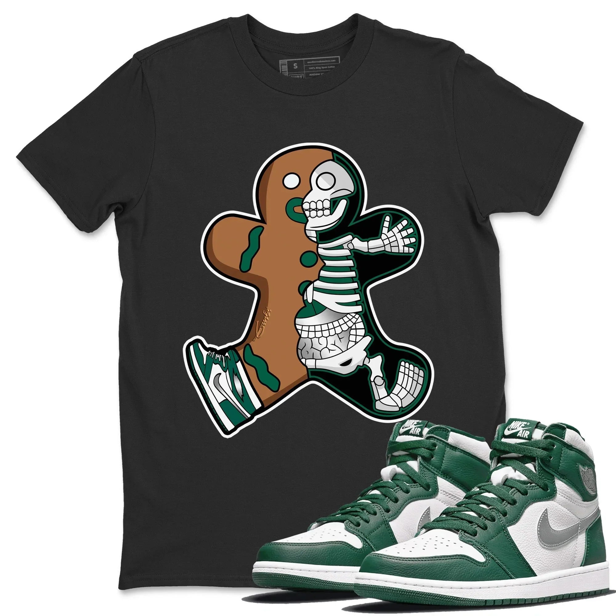 Jordan 1 Gorge Green Sneaker Matching T-Shirt Xray Gingerbread Man Sneaker Tees Jordan 1 Gorge Green Sneaker Release Tees Crew Neck Tees