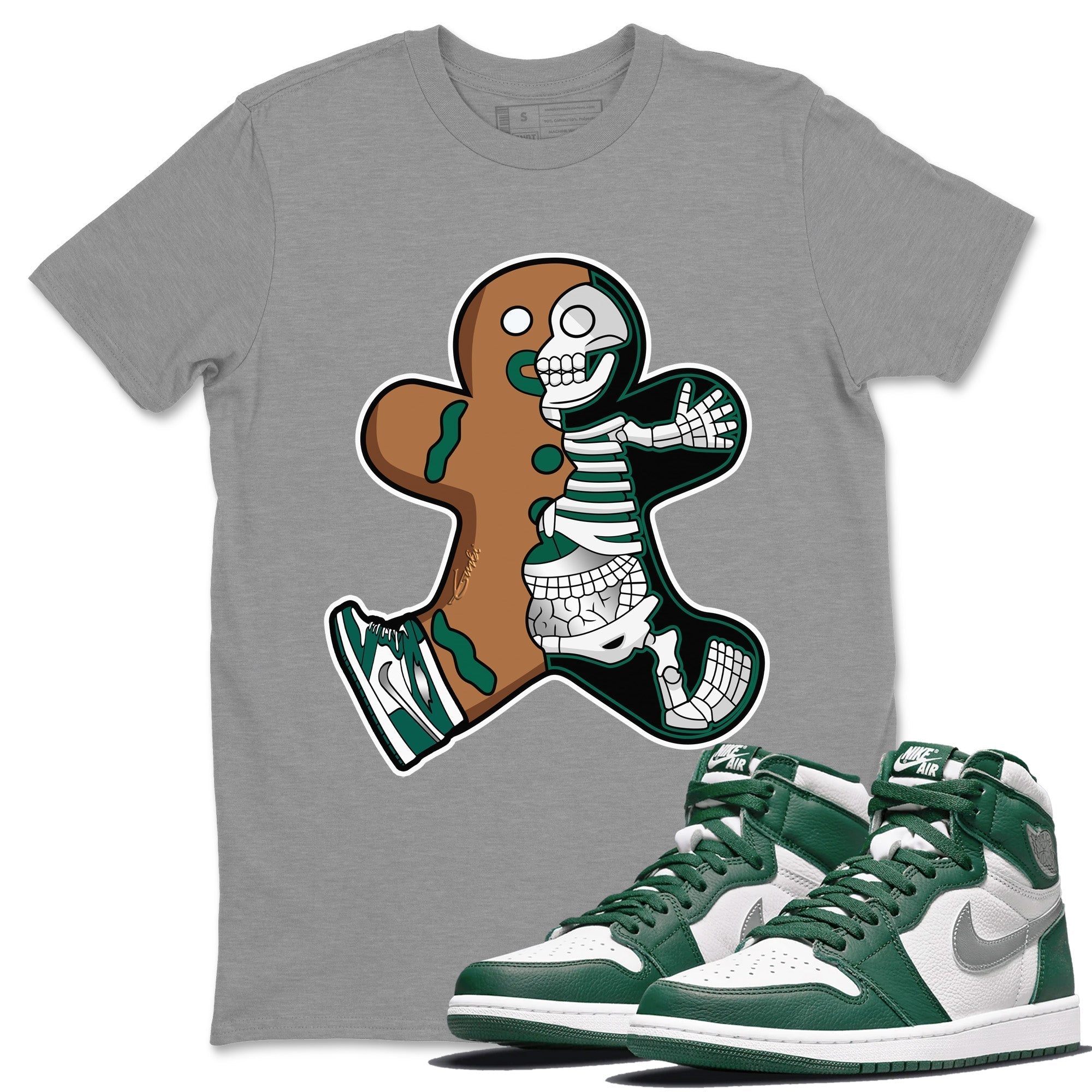 Jordan 1 Gorge Green Sneaker Matching T-Shirt Xray Gingerbread Man Sneaker Tees Jordan 1 Gorge Green Sneaker Release Tees Crew Neck Tees