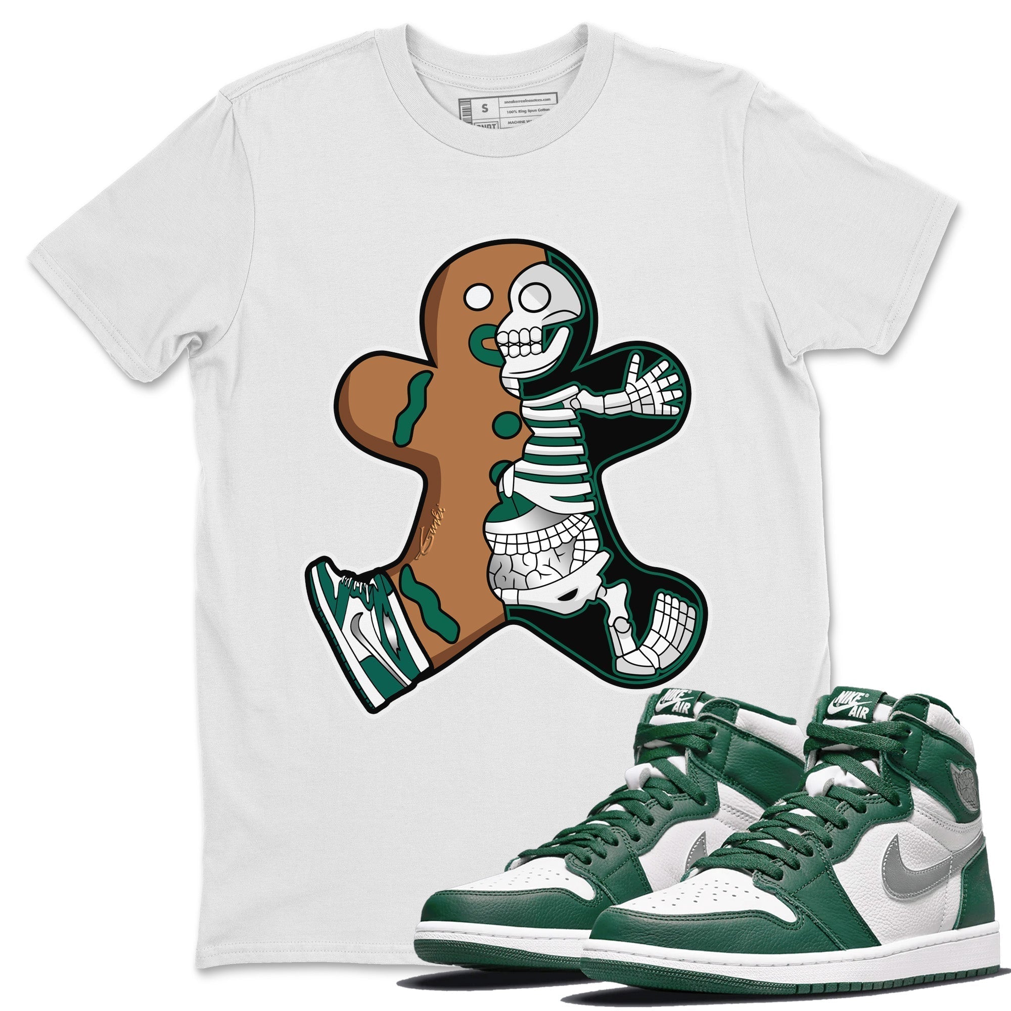 Jordan 1 Gorge Green Sneaker Matching T-Shirt Xray Gingerbread Man Sneaker Tees Jordan 1 Gorge Green Sneaker Release Tees Crew Neck Tees