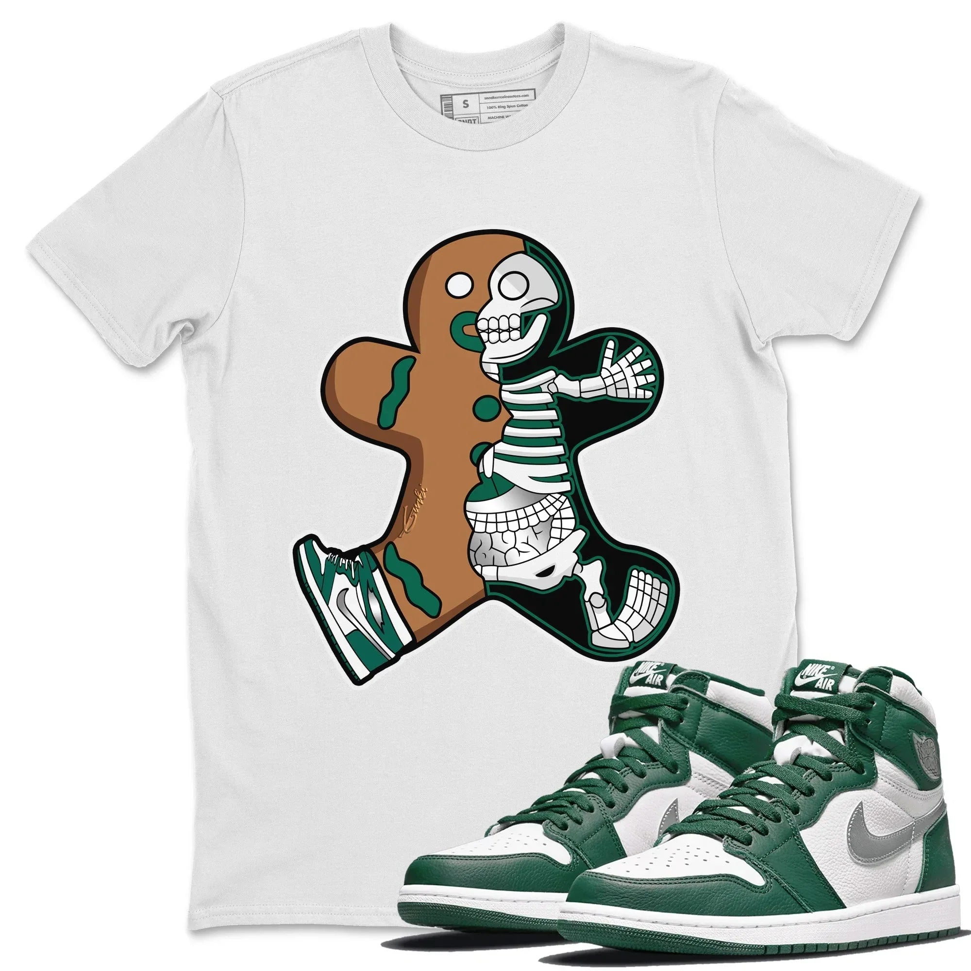 Jordan 1 Gorge Green Sneaker Matching T-Shirt Xray Gingerbread Man Sneaker Tees Jordan 1 Gorge Green Sneaker Release Tees Crew Neck Tees