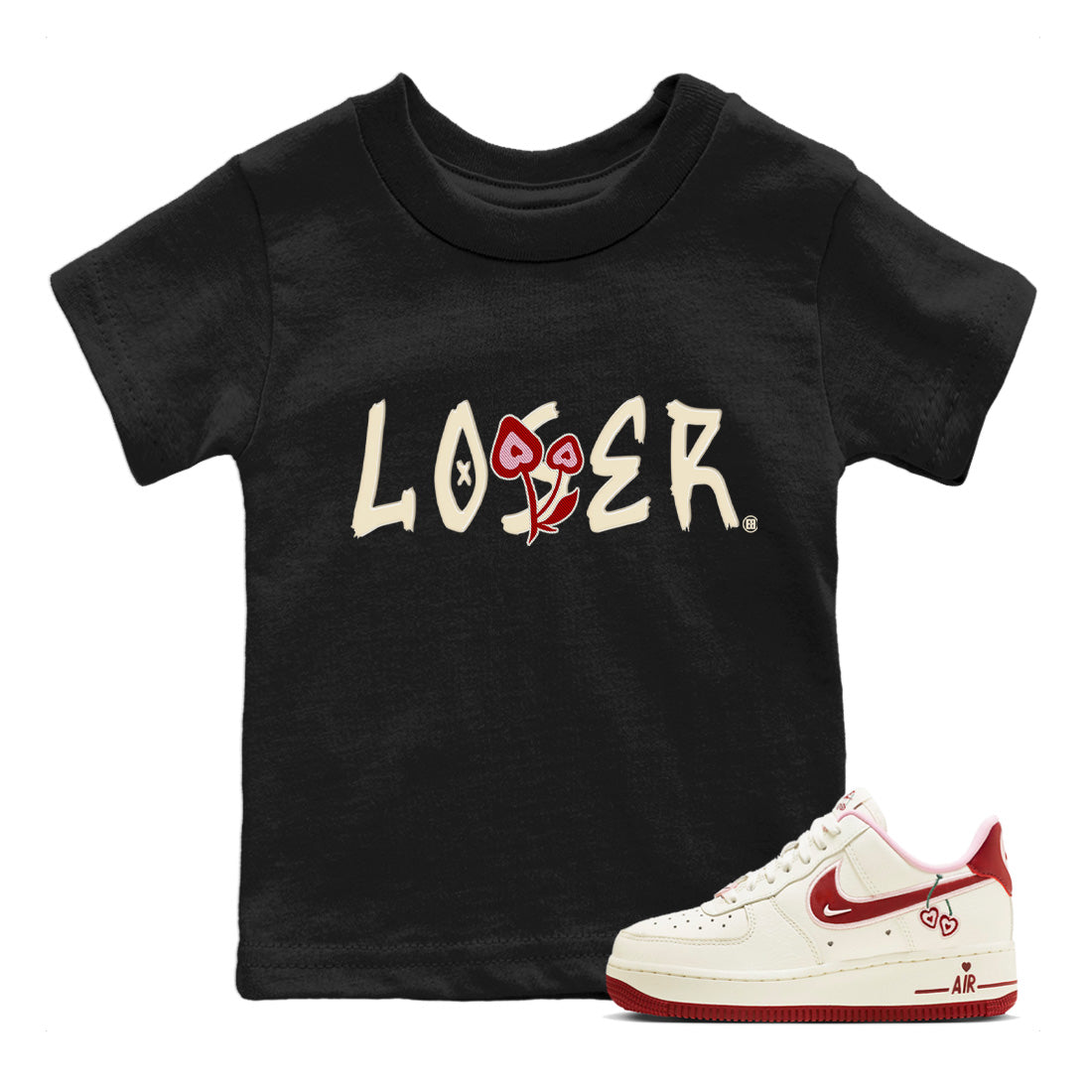 Air Force 1 Valentines Day Sneaker Match Tees Loser Lover Sneaker Tees Air Force 1 Valentines Day Jordan to match sneaker T-Shirt Kids Shirts