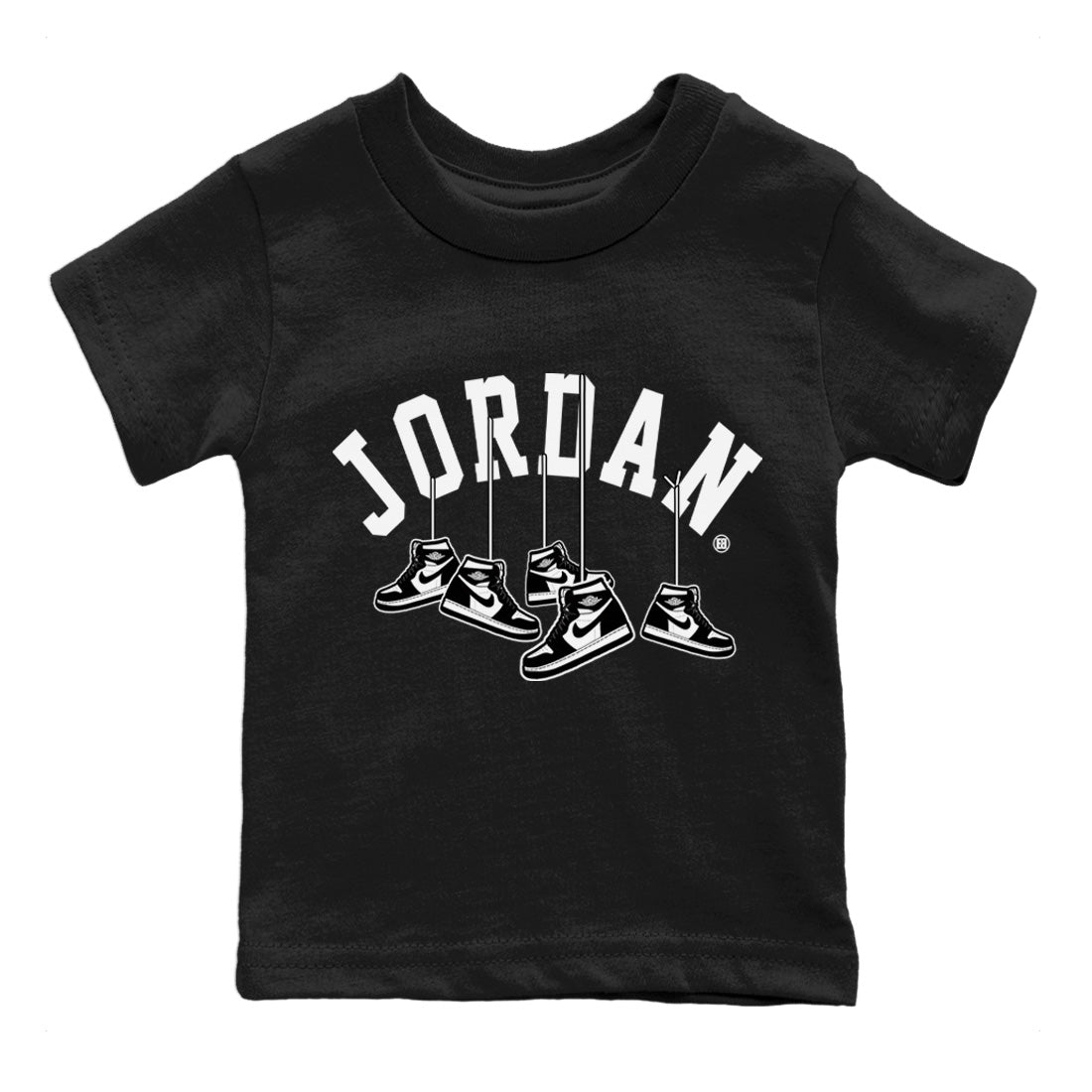 Jordan 1 Black White Sneaker Match Tees Hanging Sneakers Sneaker Tees Jordan 1 Black White Jordan to match sneaker T-Shirt Kids Shirts