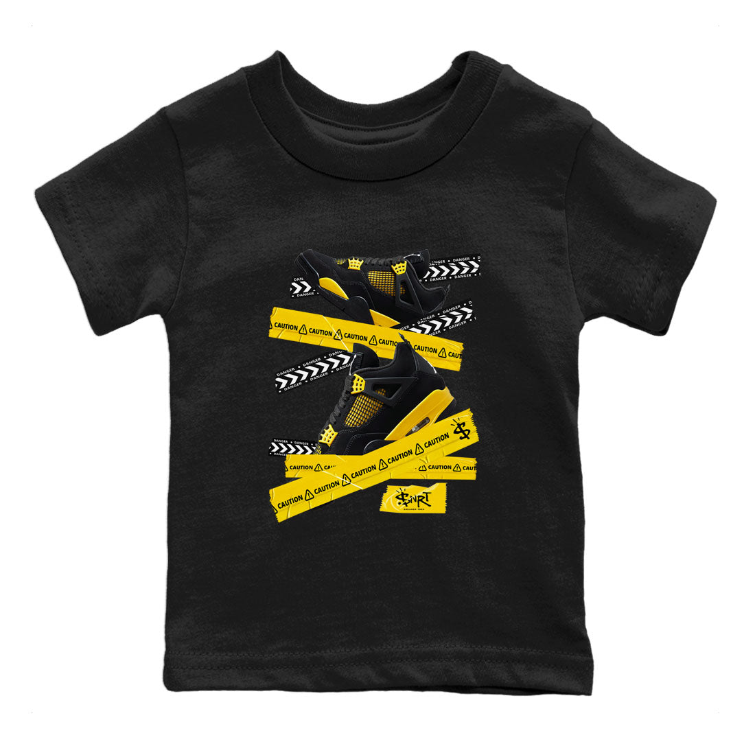 Caution Tape Kids Tops - Air Jordan 4 Thunder