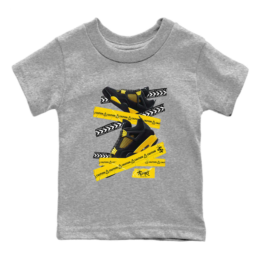 Caution Tape Kids Tops - Air Jordan 4 Thunder