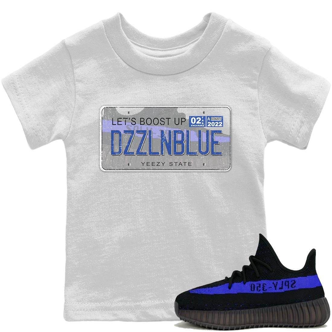 Yeezy 350 Dazzling Blue Shirt To Match Jordans Yeezy Plate Sneaker Tees Yeezy 350 Dazzling Blue Drip Gear Zone Sneaker Matching Clothing Kids Shirts