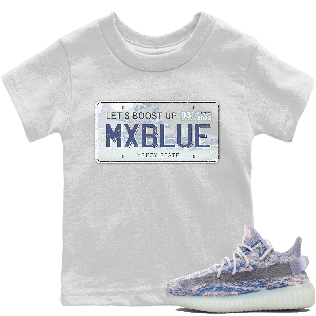 Yeezy 350 MX Blue Shirt To Match Jordans Yeezy Plate Sneaker Tees Yeezy 350 MX Blue Drip Gear Zone Sneaker Matching Clothing Kids Shirts