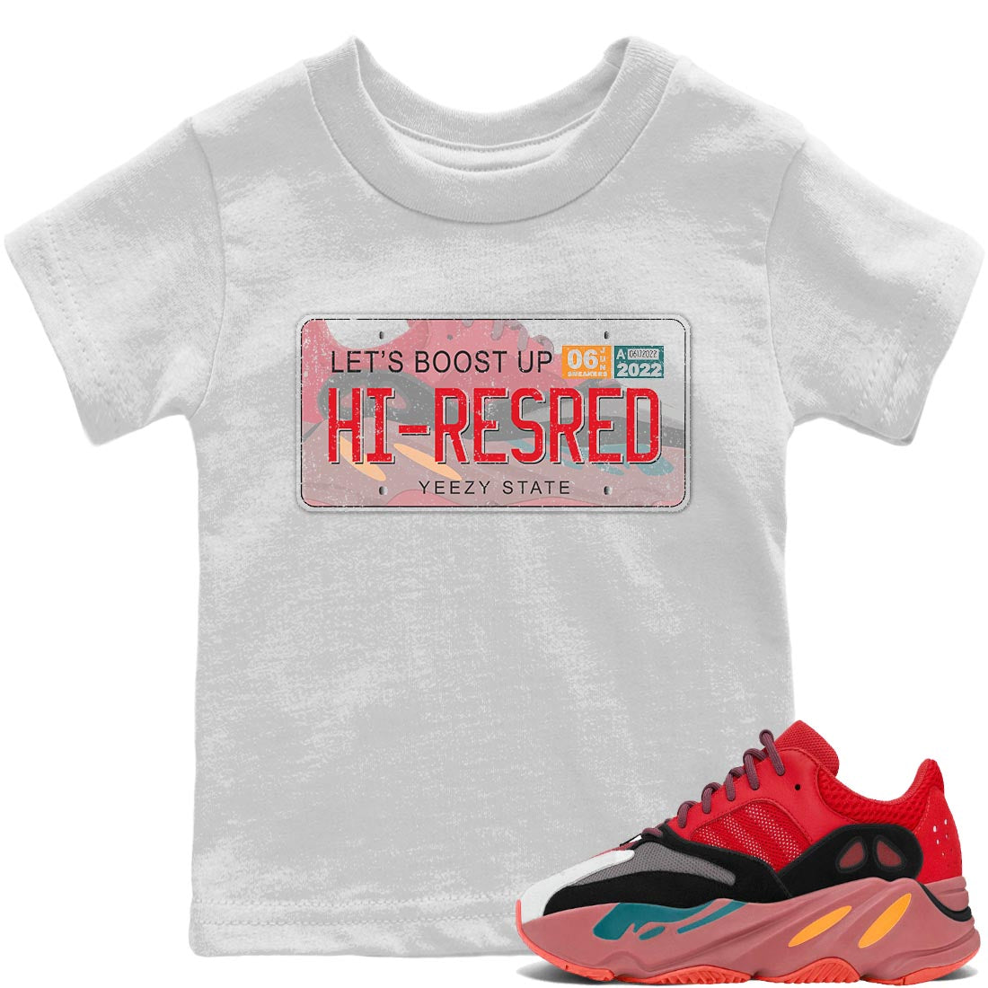 Yeezy 700 Hi-Res Red Shirt To Match Jordans Yeezy Plate Sneaker Tees Yeezy 700 Hi-Res Red Drip Gear Zone Sneaker Matching Clothing Kids Shirts
