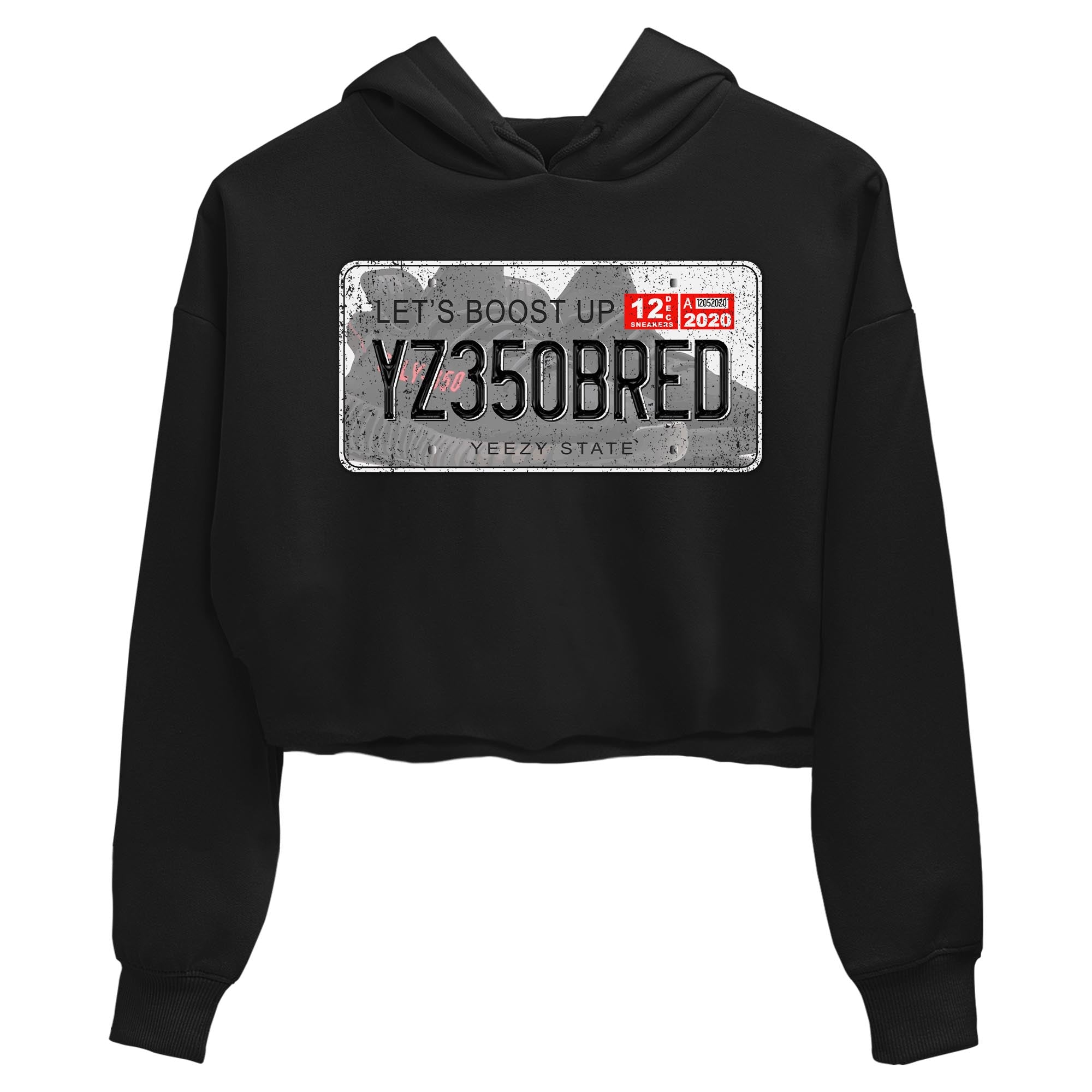 Yeezy 350 Bred shirt to match jordans Yeezy Plate Streetwear Sneaker Shirt Yeezy Boost 350 V2 Bred Drip Gear Zone Sneaker Matching Clothing Black 2 Crop T-Shirt