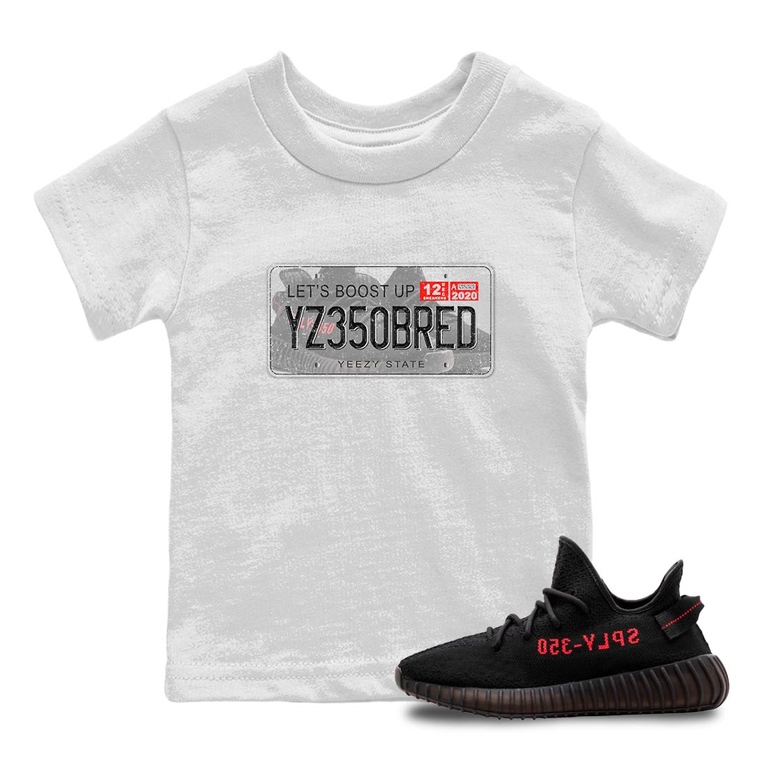 Yeezy 350 Bred shirt to match jordans Yeezy Plate Streetwear Sneaker Shirt Yeezy Boost 350 V2 Bred Drip Gear Zone Sneaker Matching Clothing Baby Toddler White 1 T-Shirt