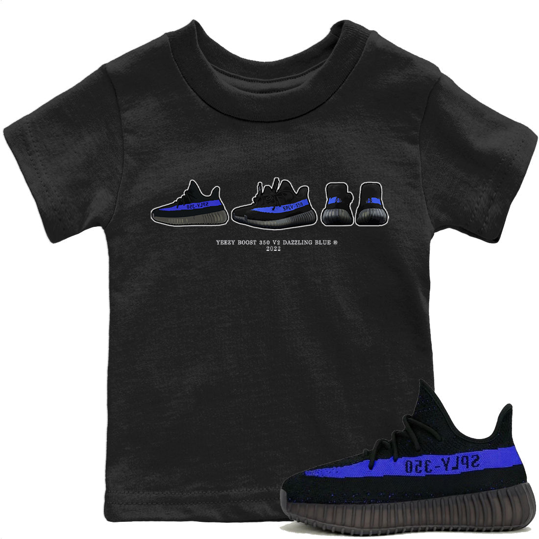 Yeezy 350 Dazzling Blue Shirt To Match Jordans Yeezy Prelude Sneaker Tees Yeezy 350 Dazzling Blue Drip Gear Zone Sneaker Matching Clothing Kids Shirts