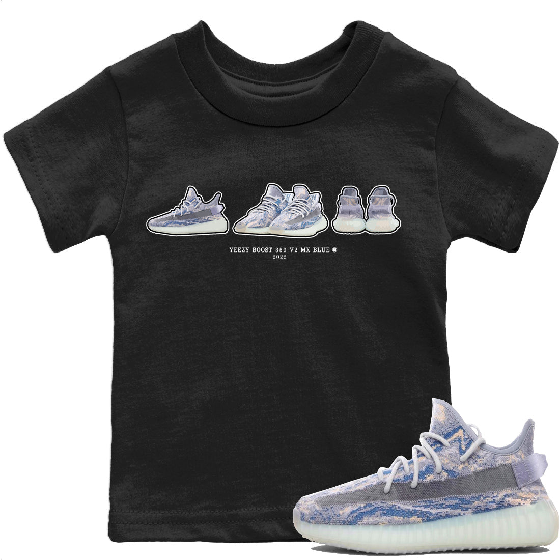 Yeezy 350 MX Blue Shirt To Match Jordans Yeezy Prelude Sneaker Tees Yeezy 350 MX Blue Drip Gear Zone Sneaker Matching Clothing Kids Shirts