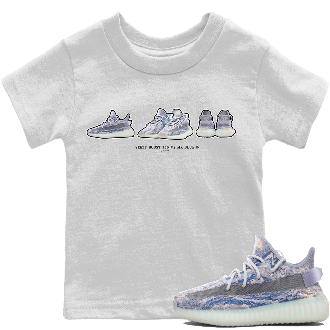 Yeezy 350 MX Blue Shirt To Match Jordans Yeezy Prelude Sneaker Tees Yeezy 350 MX Blue Drip Gear Zone Sneaker Matching Clothing Kids Shirts