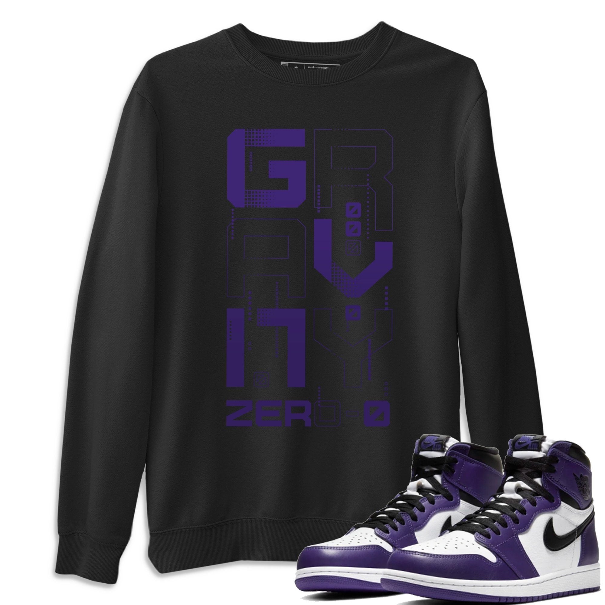 Jordan 1 Court Purple Sneaker Matching T-Shirt Zero Gravity Sneaker Tees Jordan 1 Court Purple Sneaker Release Tees Crew Neck Tees