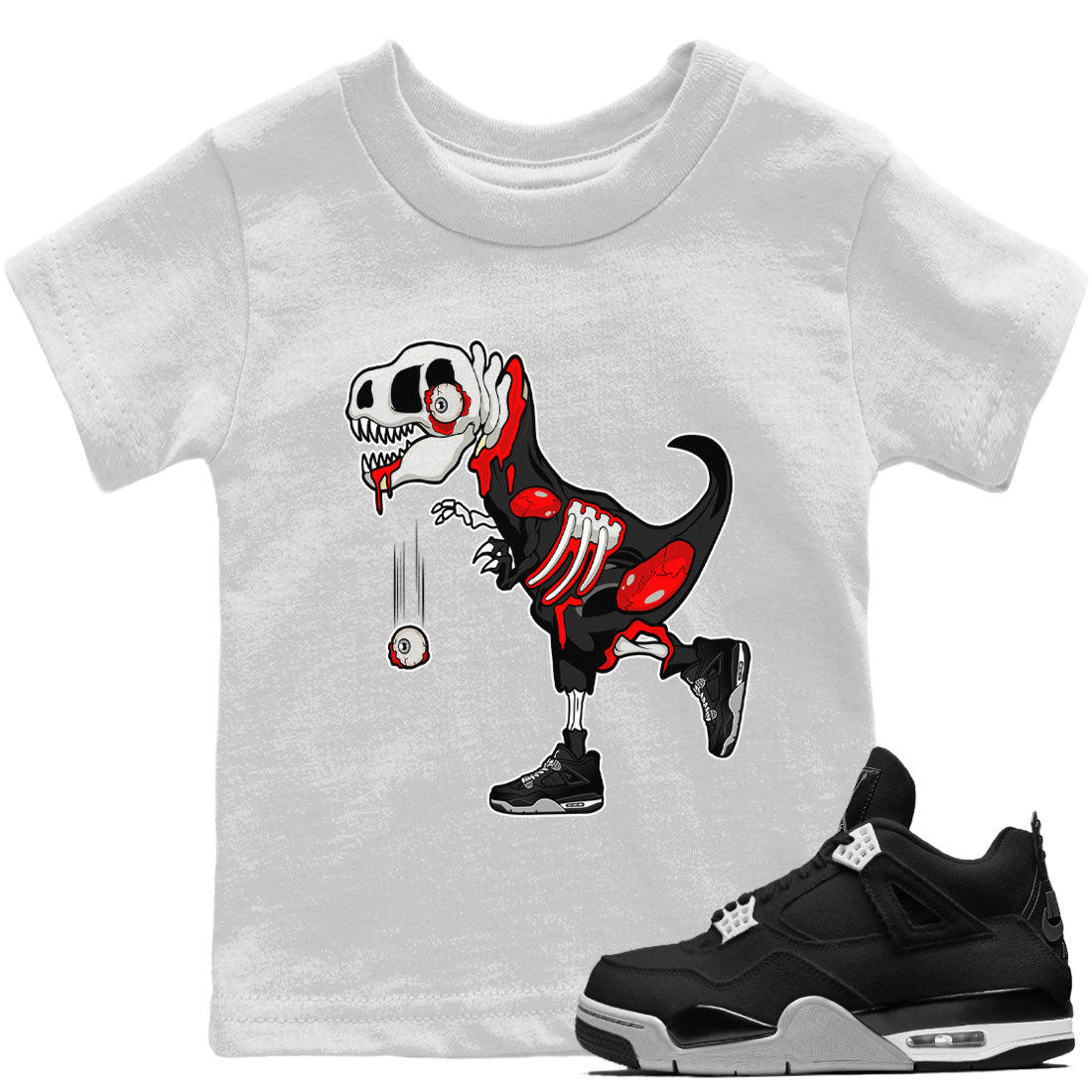 Jordan 4 Black Canvas Sneaker Matching T-Shirt Zombie Dino Sneaker Tees Jordan 4 Black Canvas Sneaker Release Tees Kids Shirts