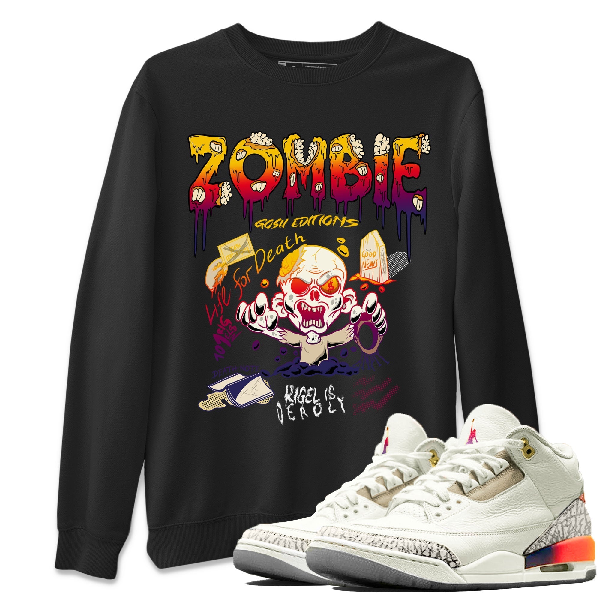 Air Jordan 3 X J Balvin shirt to match jordans Zombie Grave Streetwear Sneaker Shirt Air Jordan 3 X J Balvin Drip Gear Zone Sneaker Matching Clothing LGBT Pride T-Shirt Unisex Black 1 T-Shirt