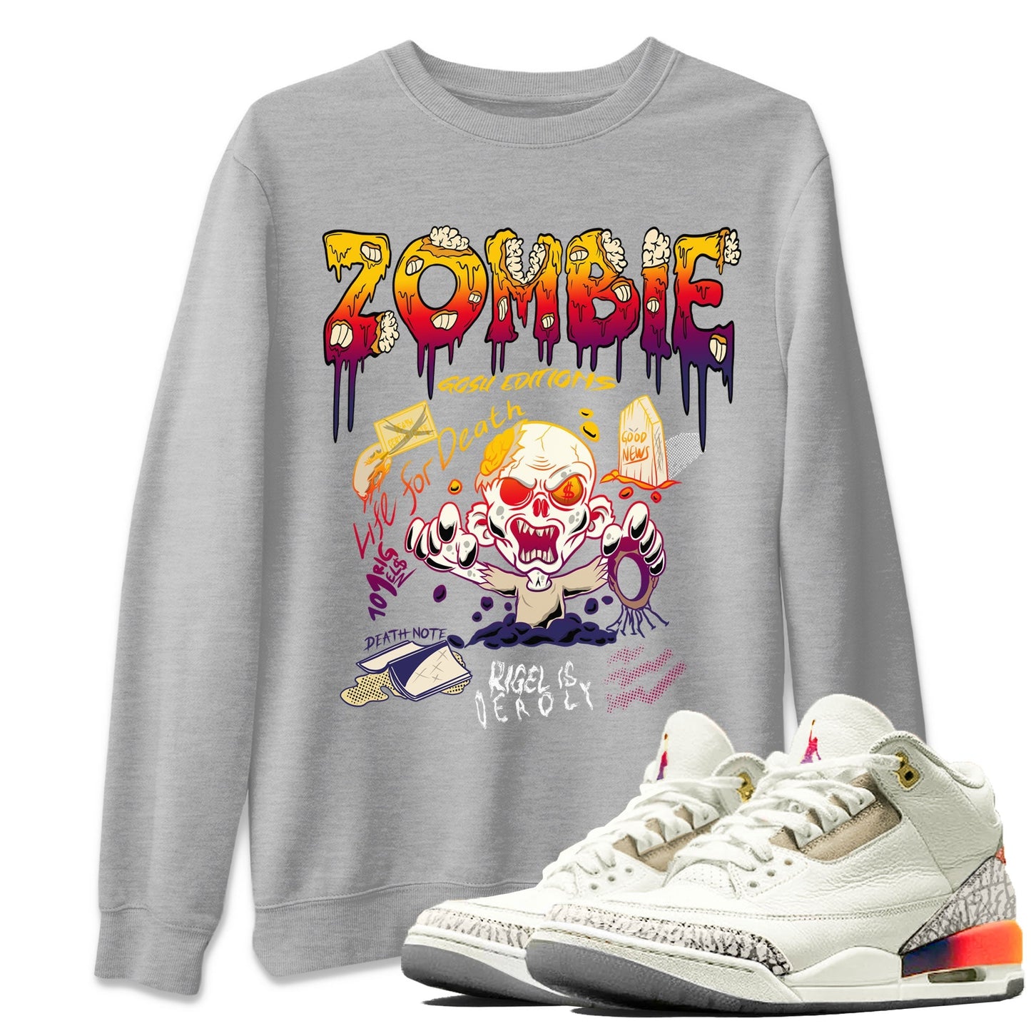 Air Jordan 3 X J Balvin shirt to match jordans Zombie Grave Streetwear Sneaker Shirt Air Jordan 3 X J Balvin Drip Gear Zone Sneaker Matching Clothing LGBT Pride T-Shirt Unisex Heather Grey 1 T-Shirt