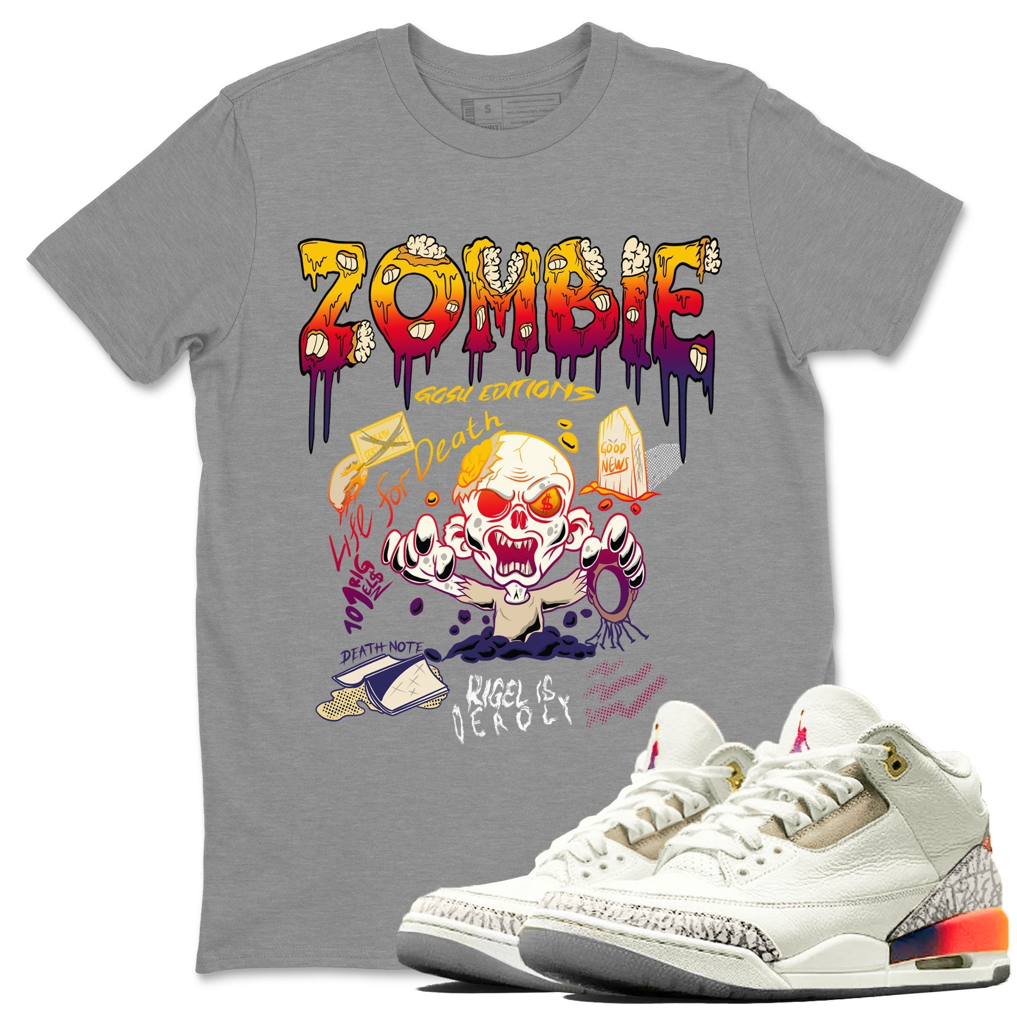 Air Jordan 3 X J Balvin shirt to match jordans Zombie Grave Streetwear Sneaker Shirt Air Jordan 3 X J Balvin Drip Gear Zone Sneaker Matching Clothing LGBT Pride T-Shirt Unisex Heather Grey 1 T-Shirt